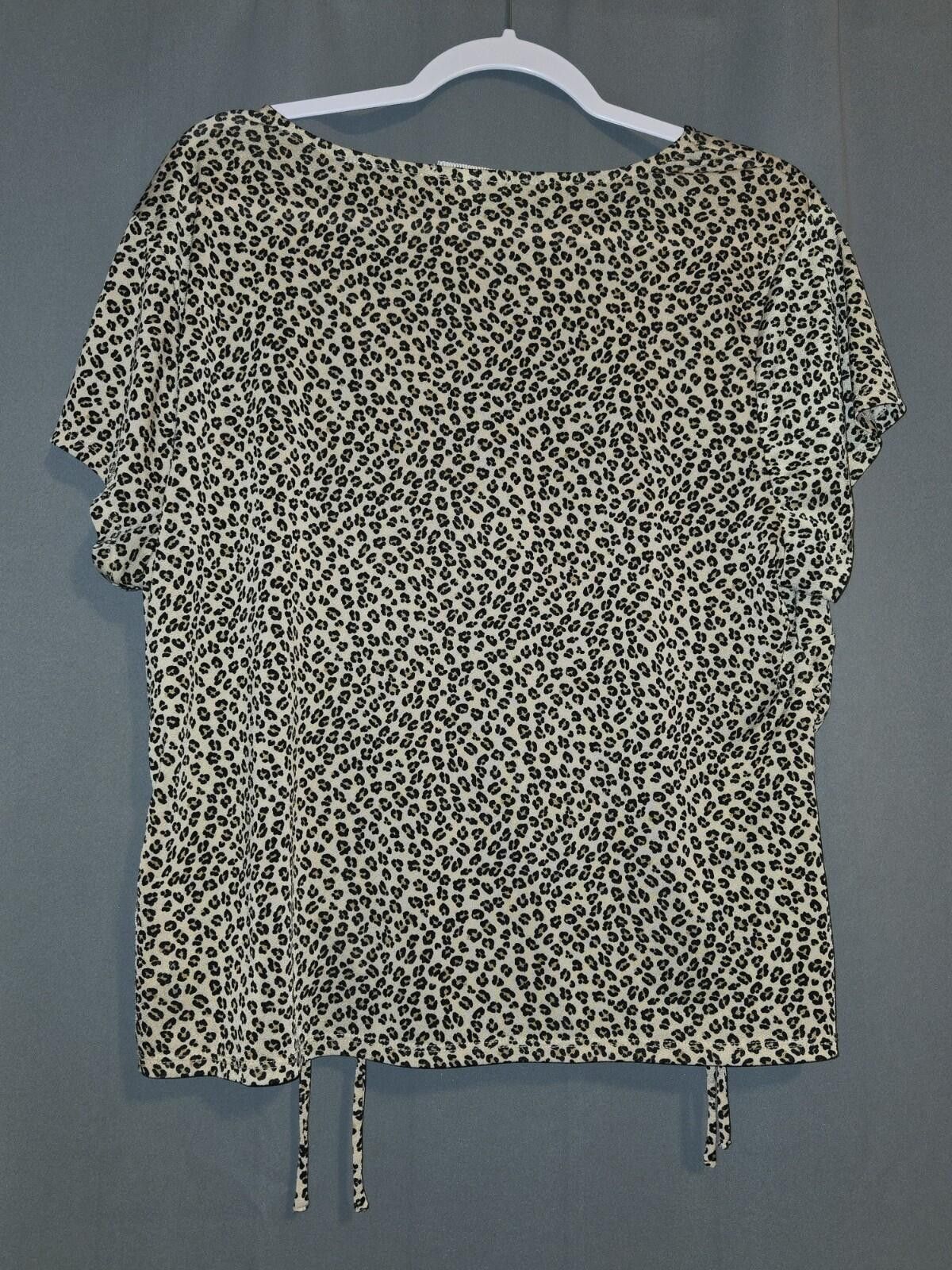 Other Derek Heart Womens Leopard Wrap Front Cinched Top Size 2X Size XXL / US 16-18 / IT 52-54 - 2 Thumbnail