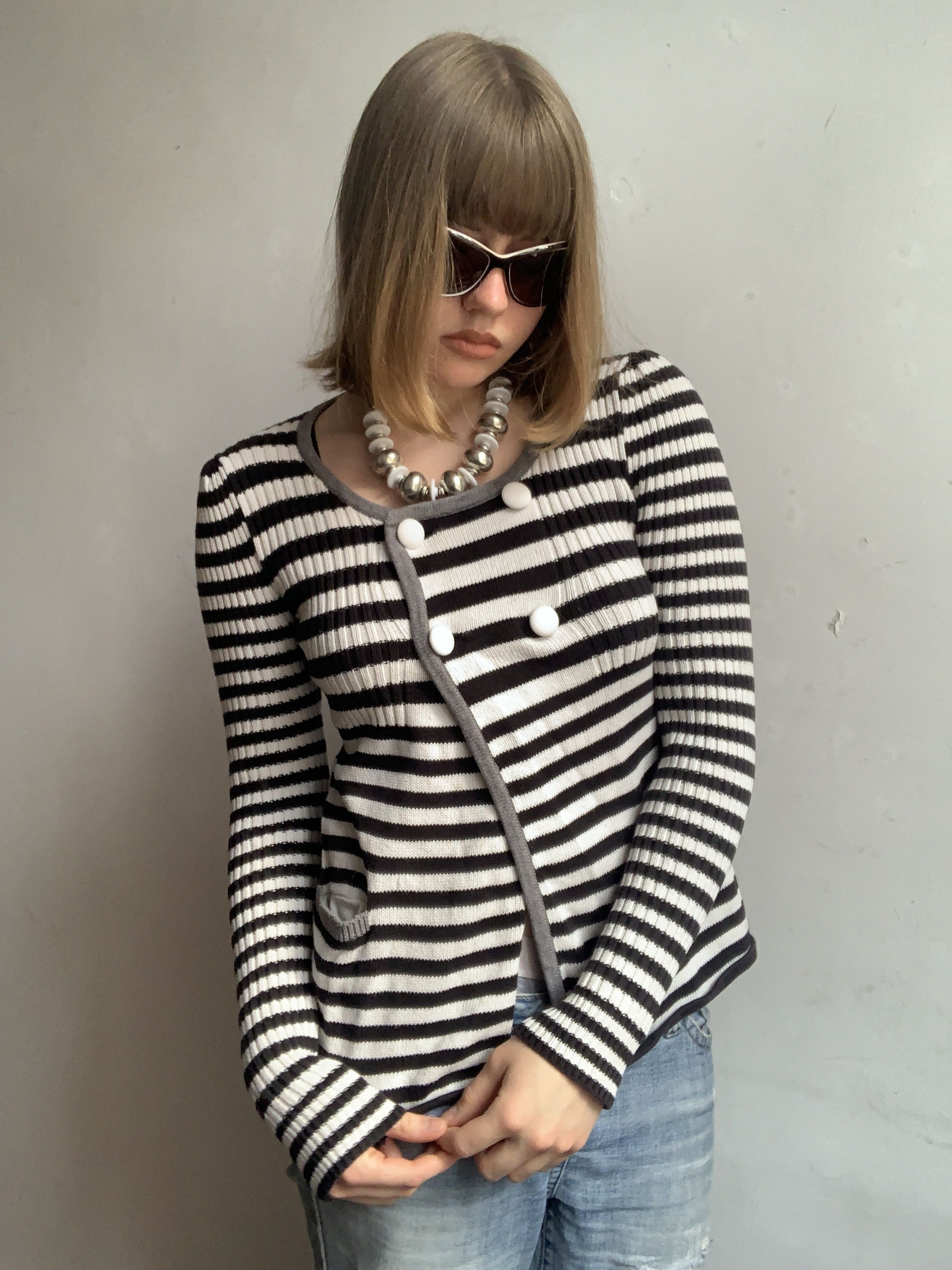 Tommy Hilfiger vintage stripped napoleon jacket indie sleaze button up Size S / US 4 / IT 40 - 1 Thumbnail
