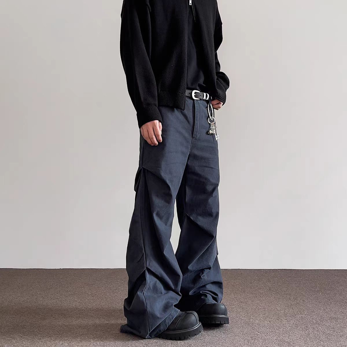 Japanese Brand × Vintage High Street Pleated Design Micro Flare Casual Pants Size US 34 / EU 50 - 2 Thumbnail