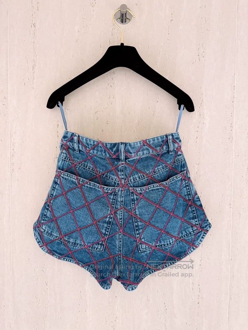 Chanel Chanel Pink diamond check denim shorts Size 42" / US 20 - 2 Thumbnail