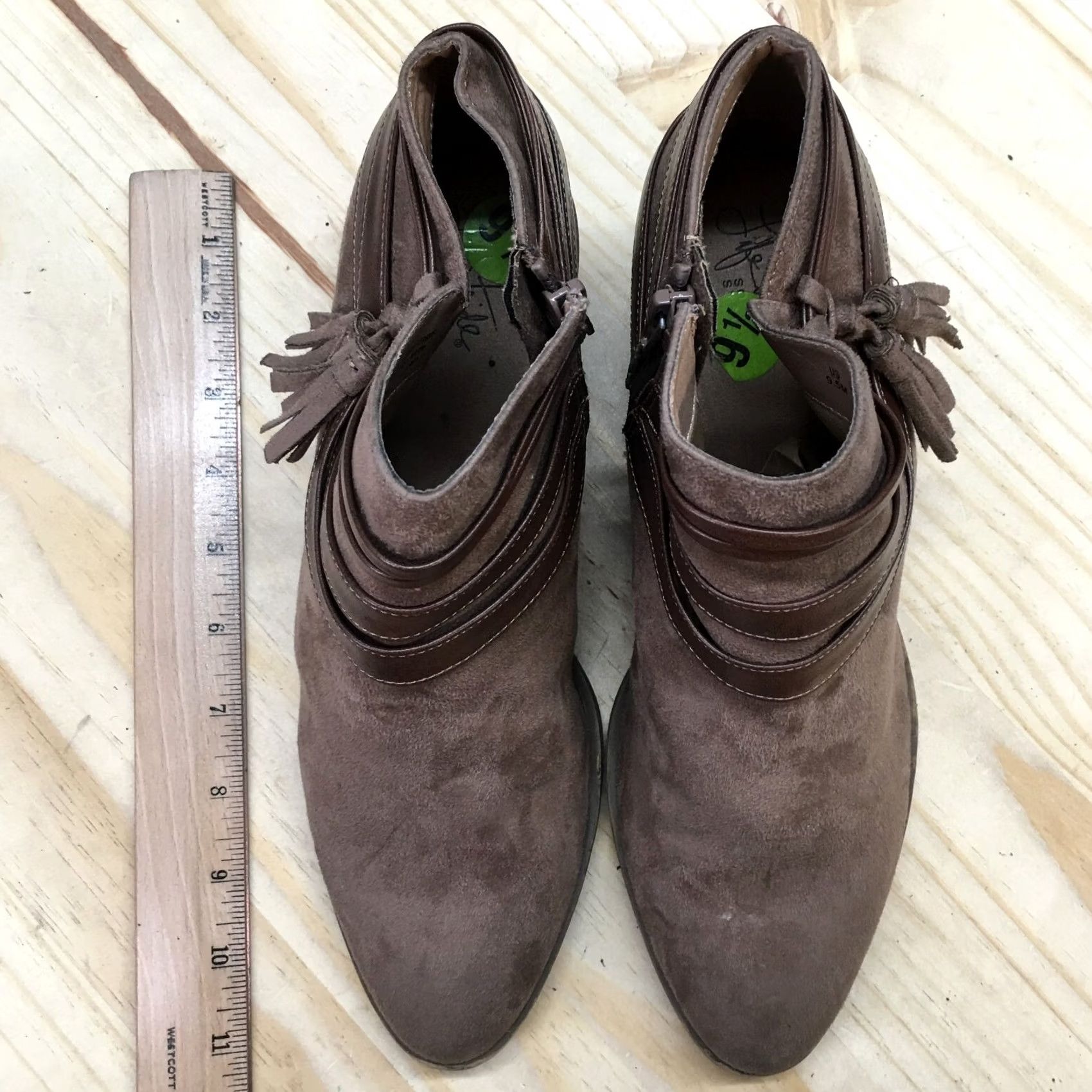 Vintage Life Stride Paloma Boots Womens 9.5 M Ankle Booties Brown Fabric Side Zip Boots Size US 10 / IT 40 - 6 Thumbnail
