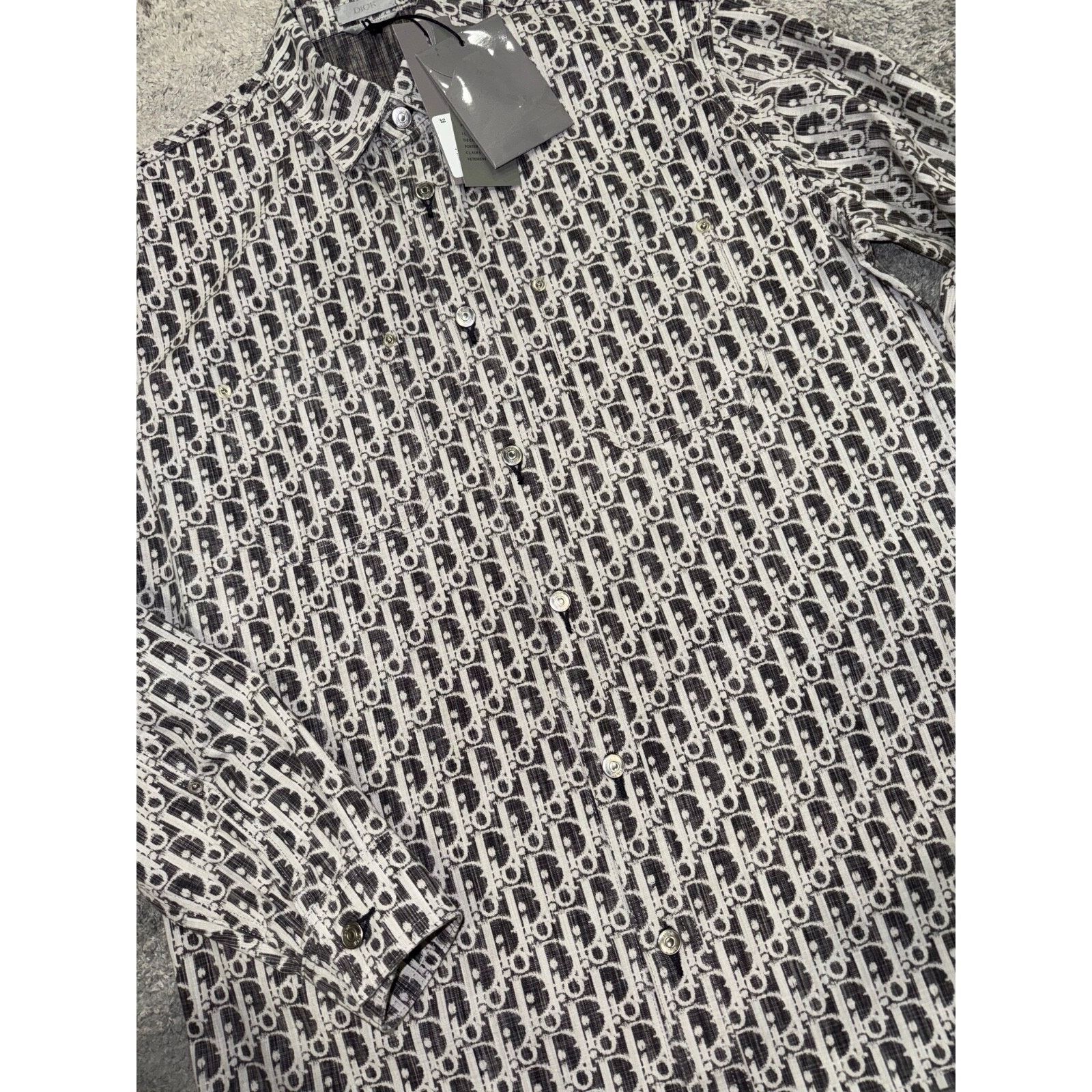 Dior Dior Black Grey Oblique Kasuri Cotton Denim Button Up Down Size US M / EU 48-50 / 2 - 9 Thumbnail