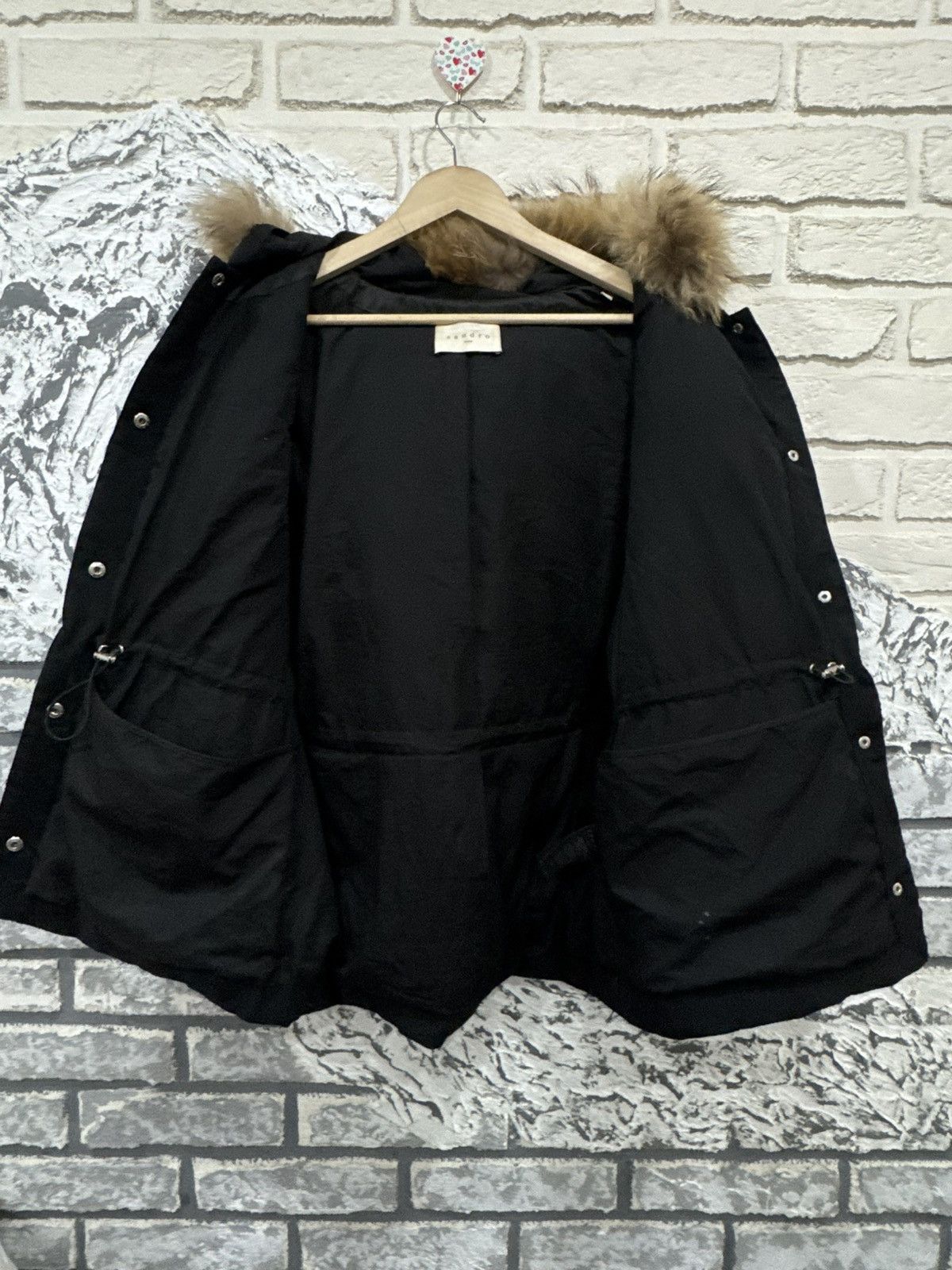 Sandro Sandro Paris Kasie Down Puffer Coat Fox Fur Trim Hood Size 3 Size L / US 10 / IT 46 - 14 Thumbnail