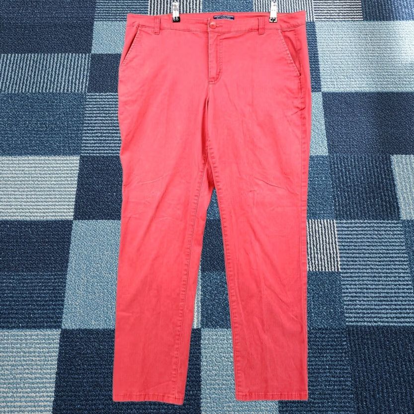 Vintage Bandolino Pants Womens Red Chino Straight Leg Flat Front Size 14 Preppy Size 36" / US 14 / IT 50 - 1 Thumbnail