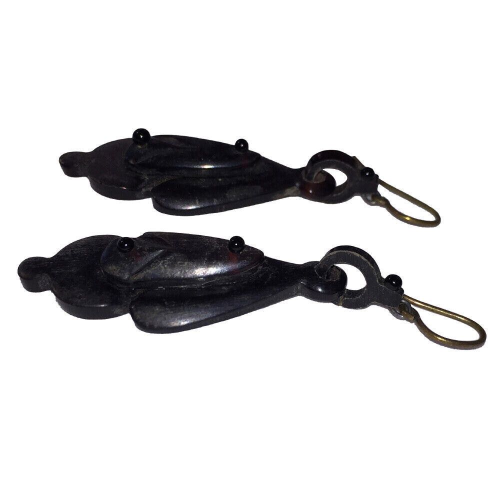 Handmade Victorian Carved Horn Drop Earrings Size ONE SIZE - 3 Thumbnail
