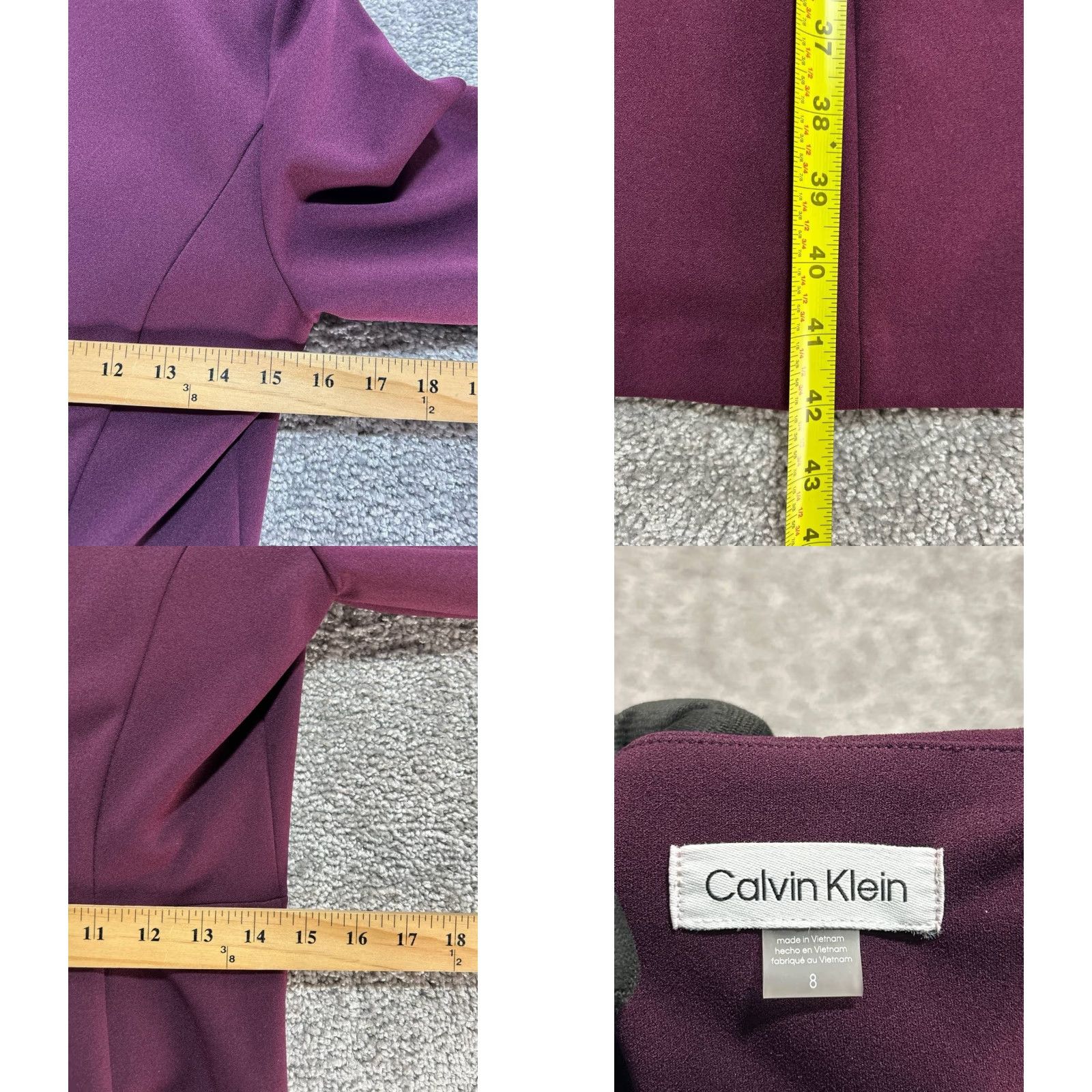 Calvin Klein Calvin Klein Womens Dress Surplice Side Zip Sheath 8 Purple Elbow Sleeve Midi V-Neck Zip Size M / US 6-8 / IT 42-44 - 8 Thumbnail