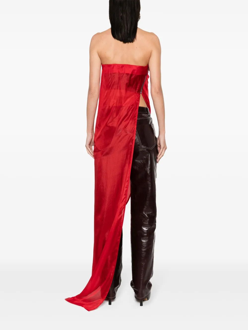 Rick Owens o1y0126 Silk Blouse in Red Size XS / US 0-2 / IT 36-38 - 4 Thumbnail