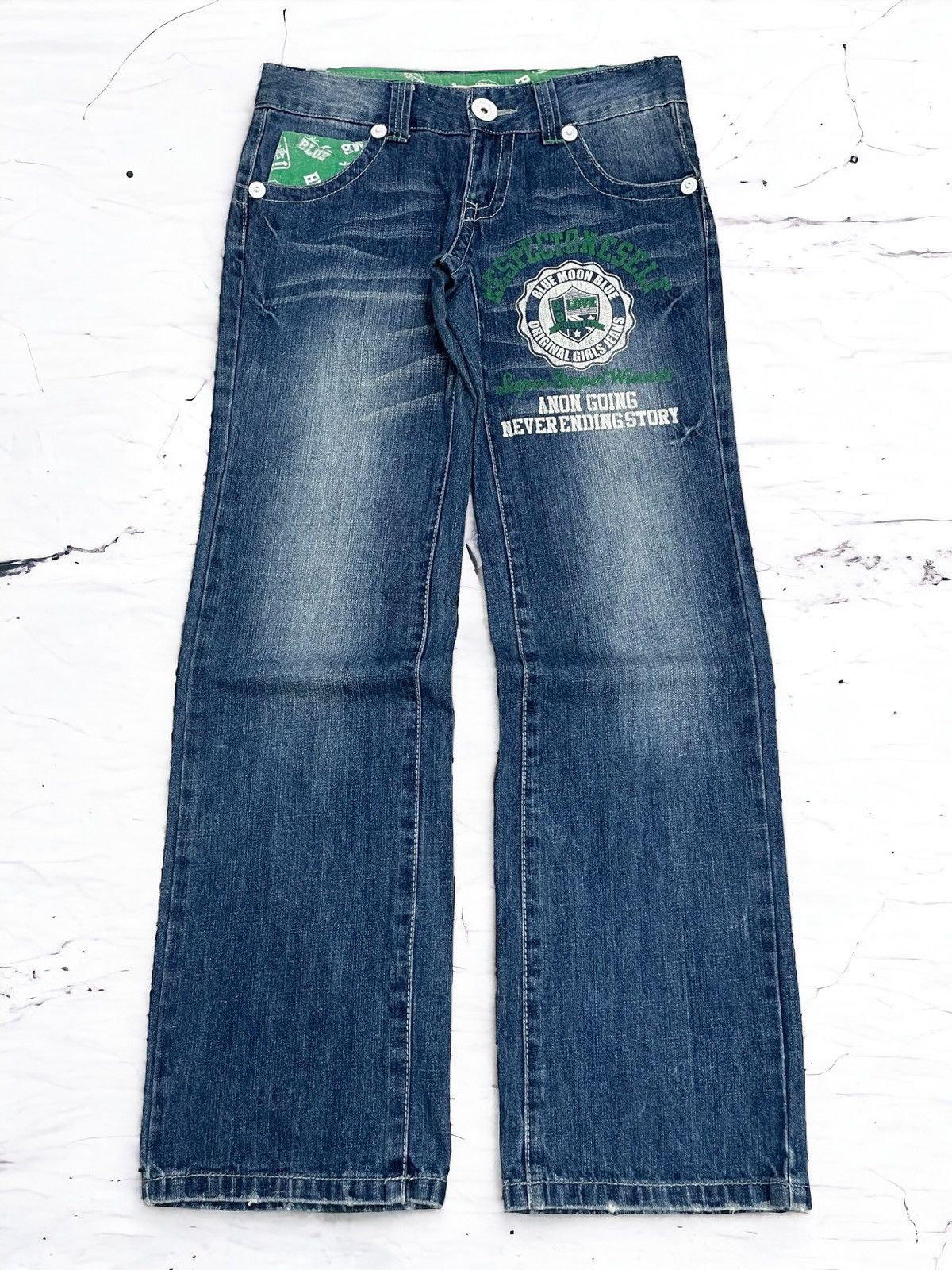 Blue Blue Japan Blue Moon Blue Wide Surf Y2K Style Back Pocket Printed Size US 30 / EU 46 - 1 Thumbnail