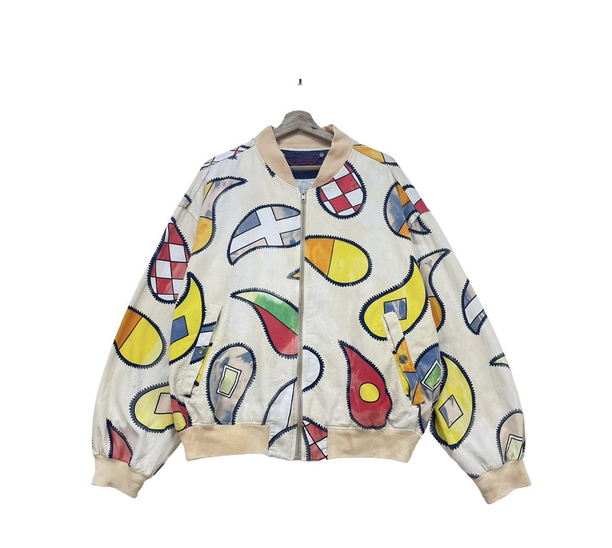 Jean Charles De Castelbajac × Vintage 💥Vtg Castelbajec Euro Paisley Nation Flag Bomber Jacket Size US XL / EU 56 / 4 - 1 Thumbnail