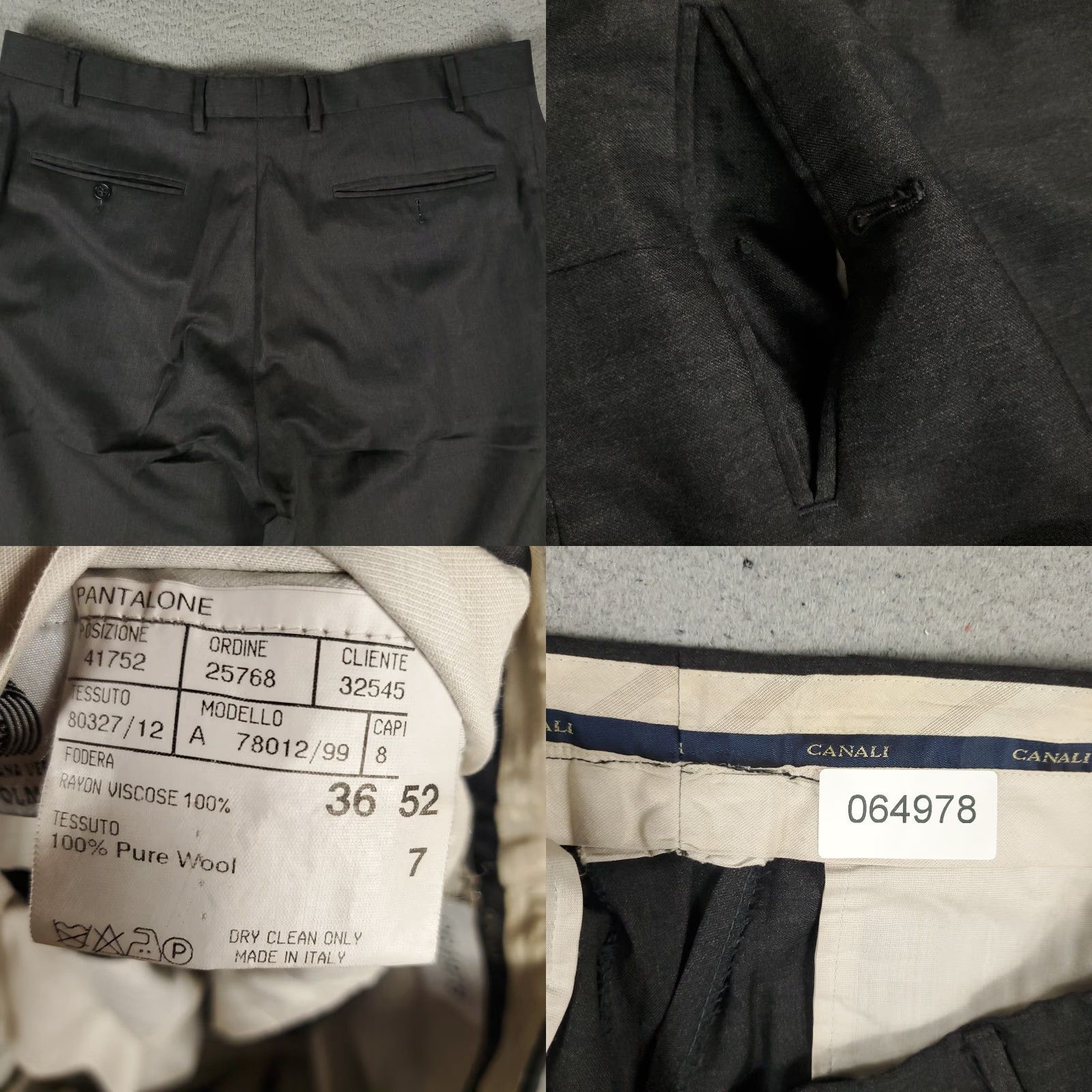 Canali Canali Pants Mens 34x29 Gray Wool Dress Slacks Flat Front Trousers Chino Size US 34 / EU 50 - 8 Thumbnail
