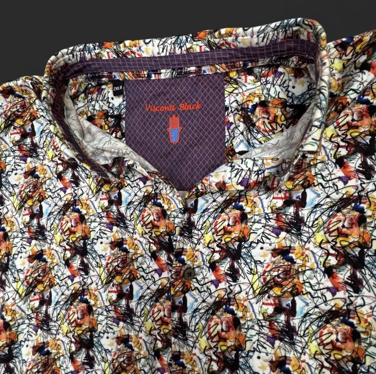Luchiano Visconti Visconti Black 2XLB Abstract Art Print Button-Down — Shirt Size US XXL / EU 58 / 5 - 1 Thumbnail