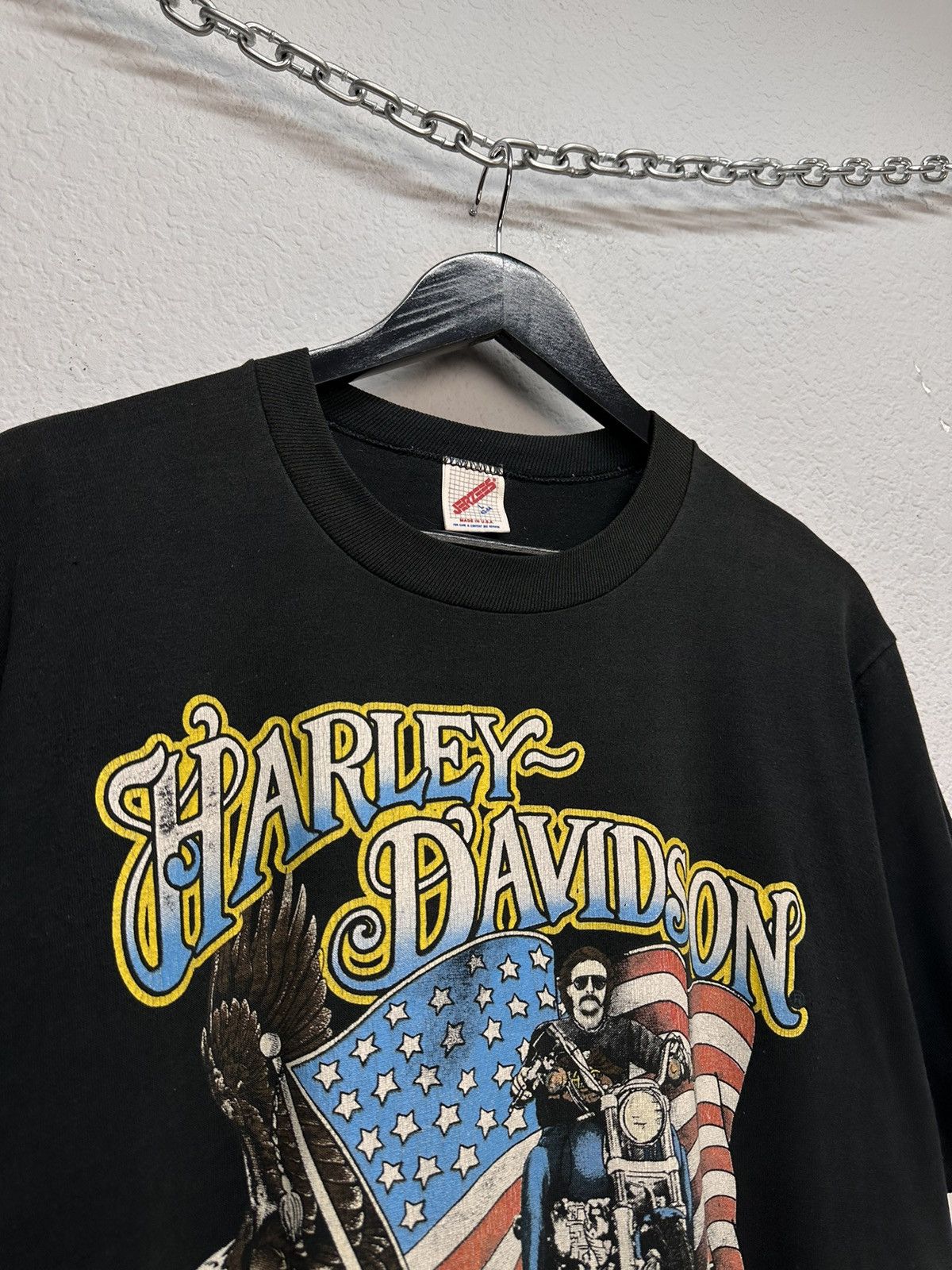 Jerzees Vintage Rare 80s Harley Davidson vintage graphic tee USA Size US L / EU 52-54 / 3 - 4 Thumbnail