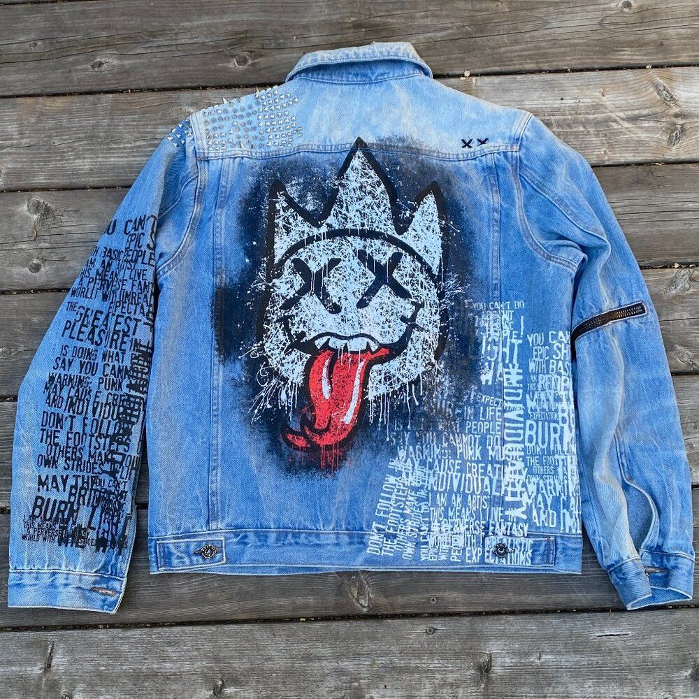 Cult Of Individuality × Vintage RARE Cult of Individuality Studded Denim Jacket 'Naughty Ty Size US L / EU 52-54 / 3 - 1 Thumbnail
