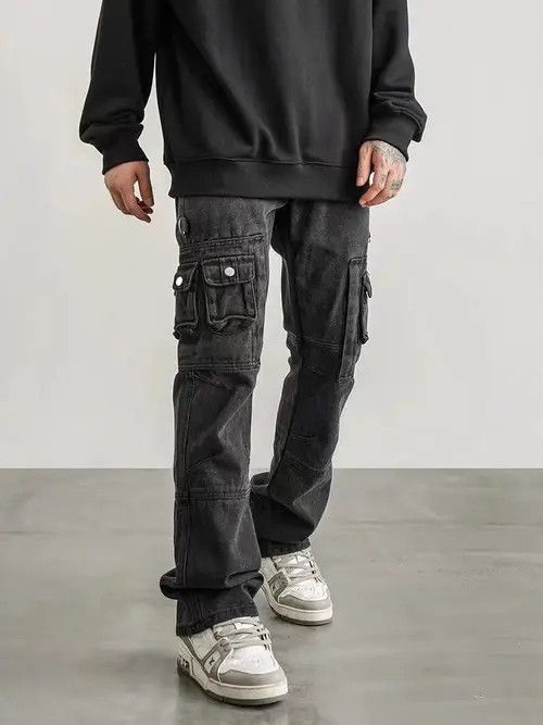 Japanese Brand High street multi-pocket workwear micro-flared jeans Size US 30 / EU 46 - 4 Thumbnail