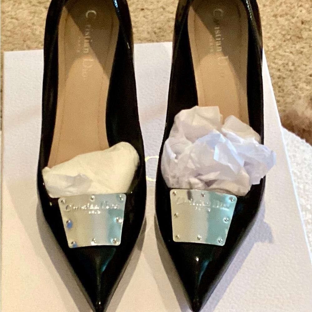 Dior LE PARISIENNE DIOR PATENT BLACK/SILVER HEELS SIZE 41 Size US 10 / IT 40 - 7 Thumbnail