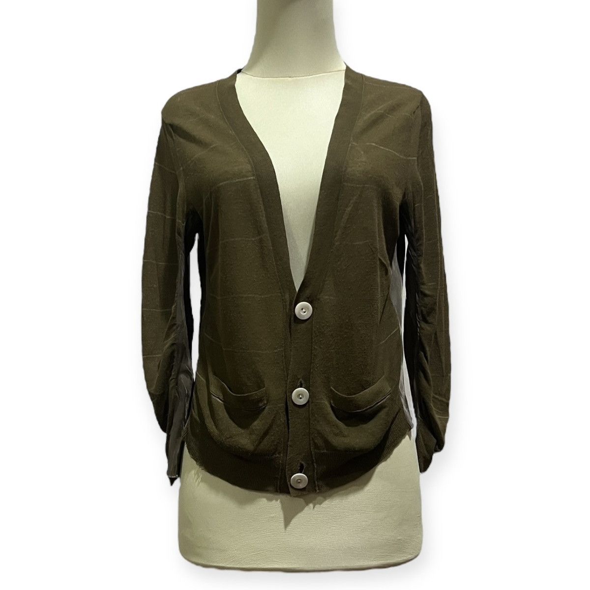Sacai Sacai Olive Green Cardigan Size S / US 4 / IT 40 - 1 Thumbnail