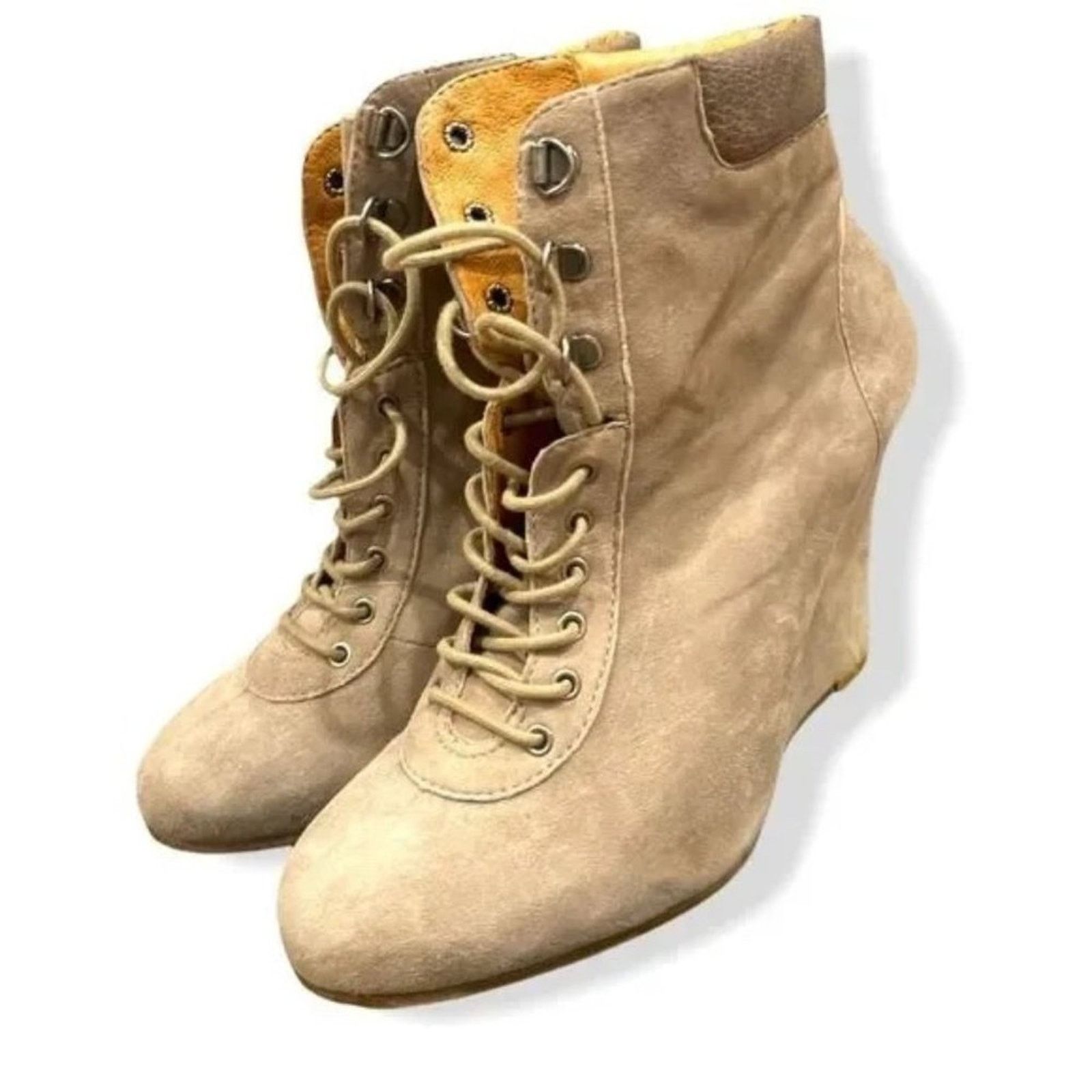 Other POUR LA VICTOIRE Lang Tan Laced Wedge Platform Boots Booties Size US 8.5 / IT 38.5 - 1 Thumbnail