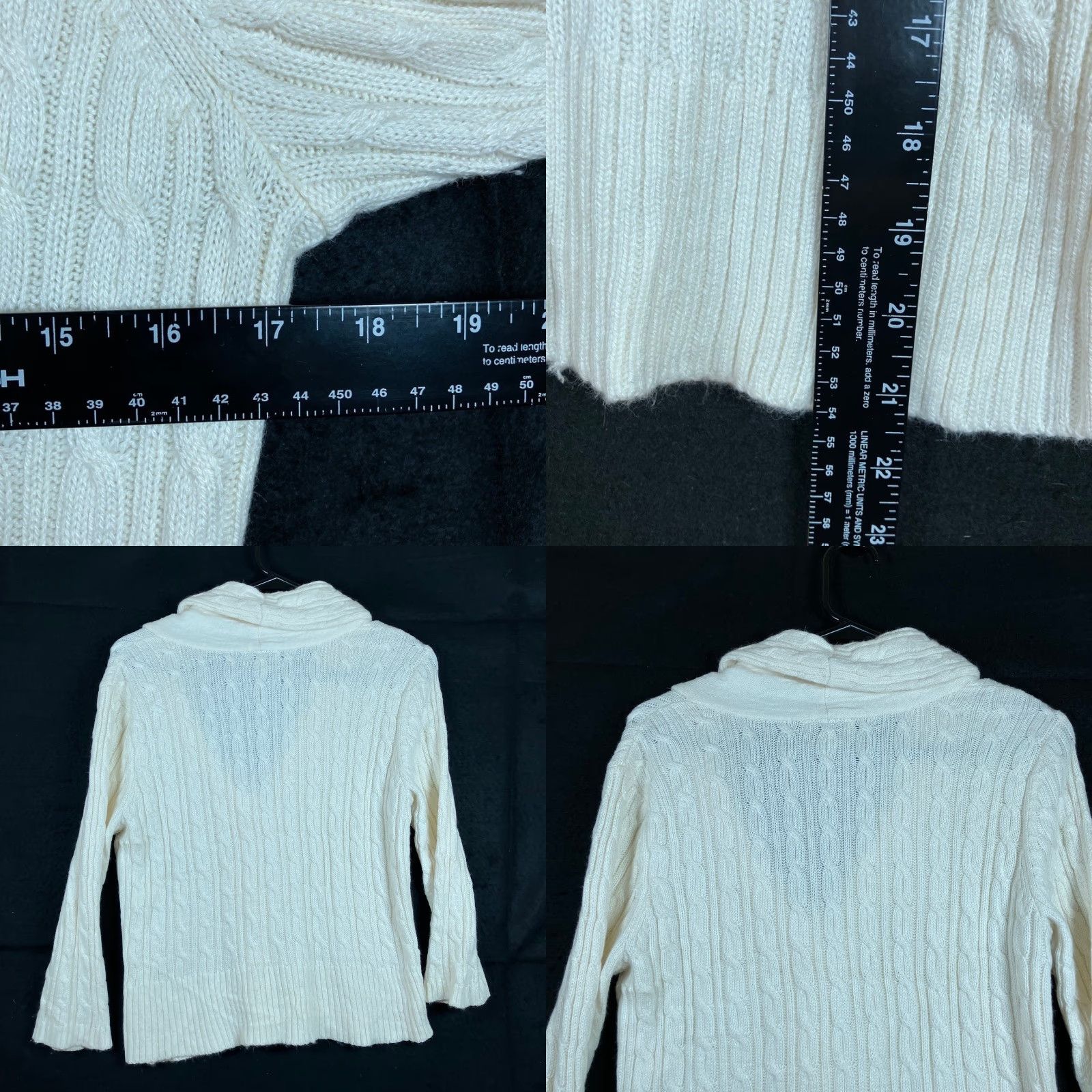 Ann Taylor VINTAGE Ann Taylor LOFT Sweater Cardigan Cream Womans M Shawl Collar Rabbit Hair Blend Button Knit Cable-Knit V-Neck Size M / US 6-8 / IT 42-44 - 8 Thumbnail