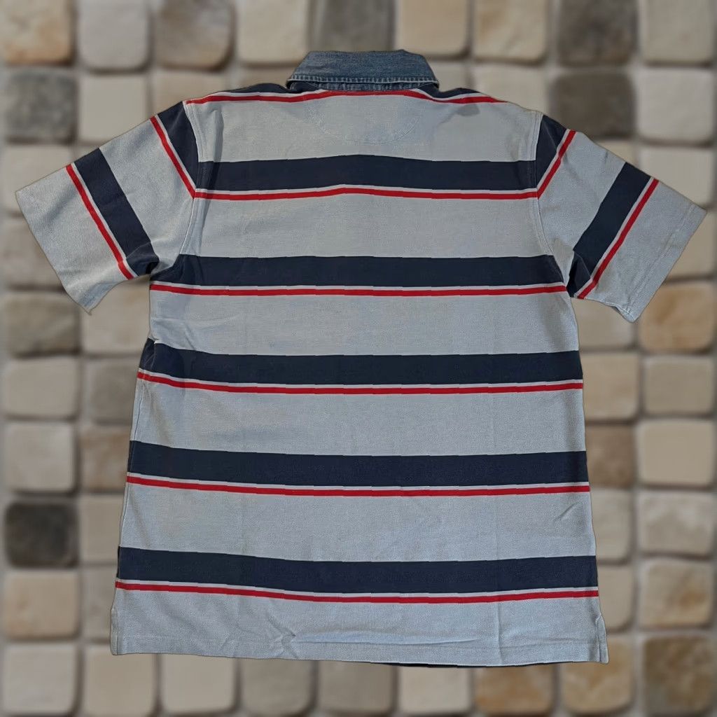 Lands' End Lands' End Polo Shirt Striped Denim Collar Sz L Men’s Short Sleeve Multicolor Cotton Polo Size US L / EU 52-54 / 3 - 1 Thumbnail