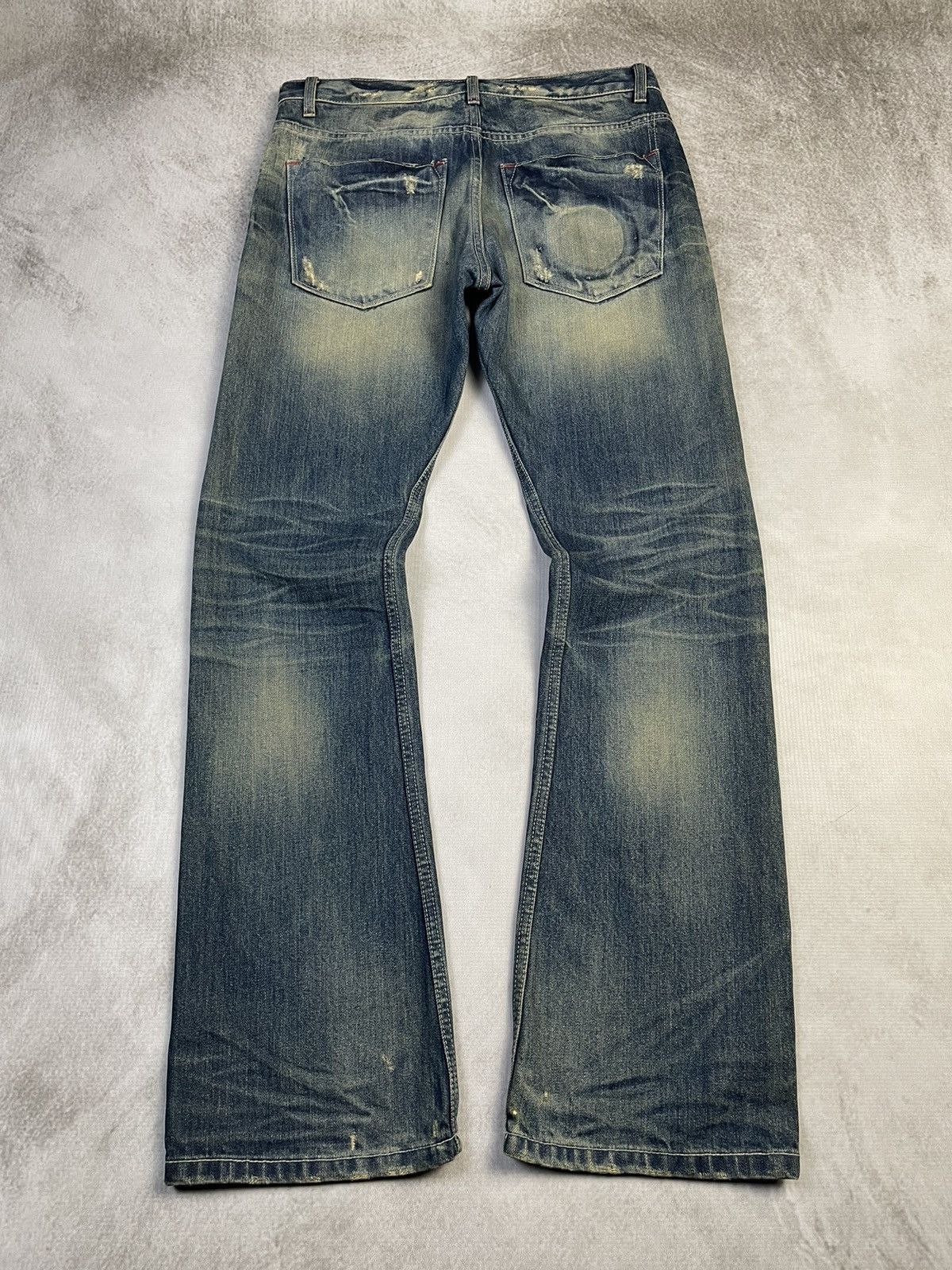 If Six Was Nine Y2k Old Army Mudwash Flare Clawmark Jeans Vkei Style Size US 32 / EU 48 - 6 Thumbnail