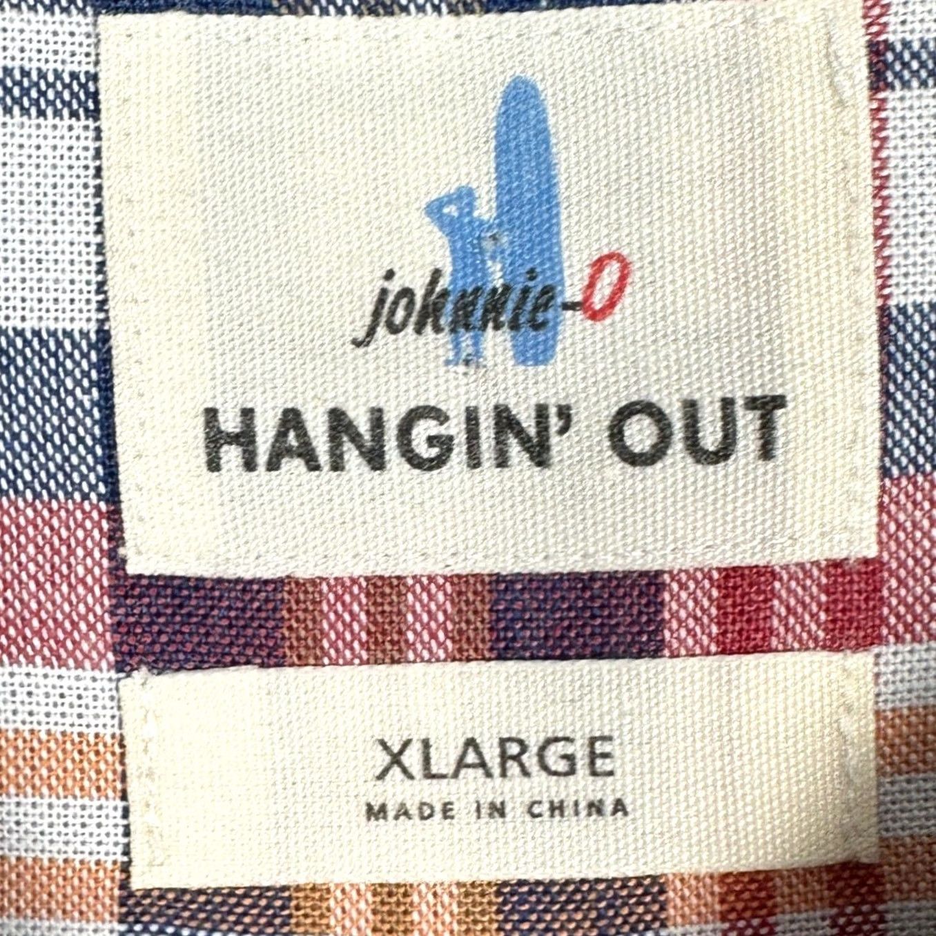 johnnie-O Johnnie-O Shirt Mens XL Navy Orange Hangin Out Button Down Plaid Long Sleeve EUC Size US XL / EU 56 / 4 - 4 Thumbnail