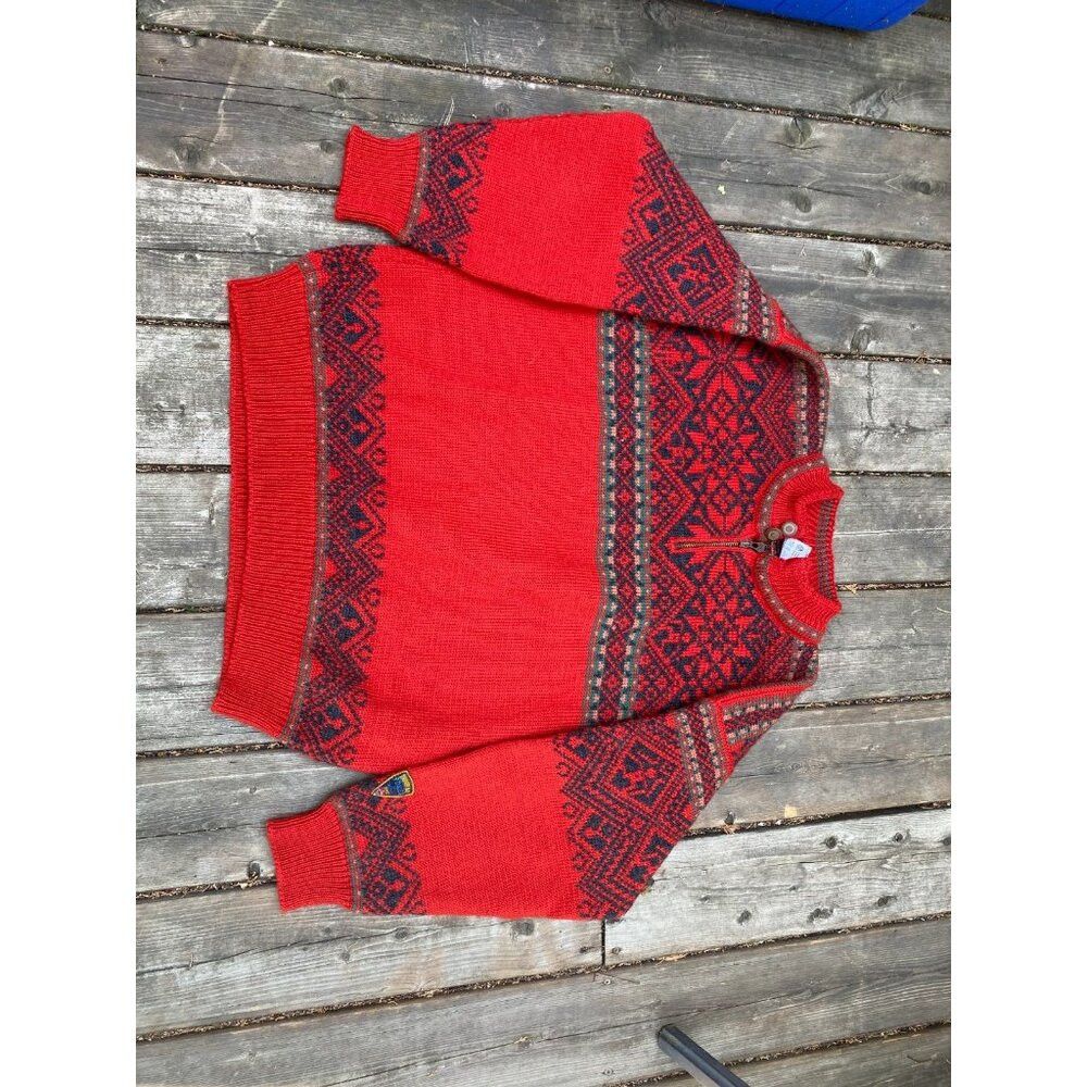 Dale Of Norway VINTAGE 1995 DALE OF NORWAY EMBROIDERED PEACE SWEATER RED W Size US L / EU 52-54 / 3 - 4 Thumbnail