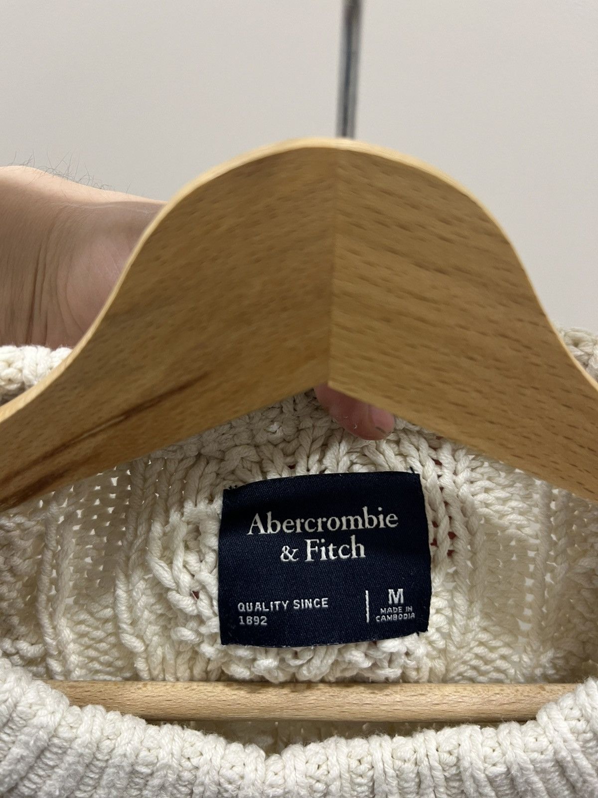 Abercrombie & Fitch Abercrombie & Fitch White Cable Knit Sweater White Y2K Size US M / EU 48-50 / 2 - 6 Thumbnail