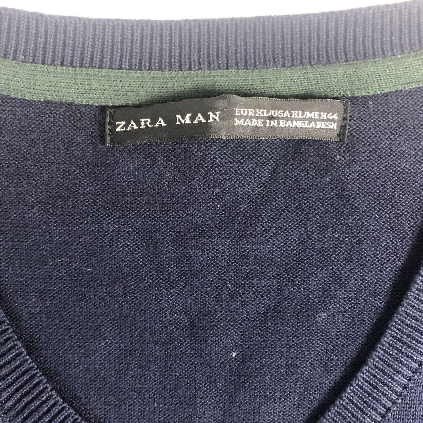 Zara Zara Sweater Sweatshirt Long Sleeve V-Neck Pullover Mens XL Blue Green Strips Size US XL / EU 56 / 4 - 3 Thumbnail