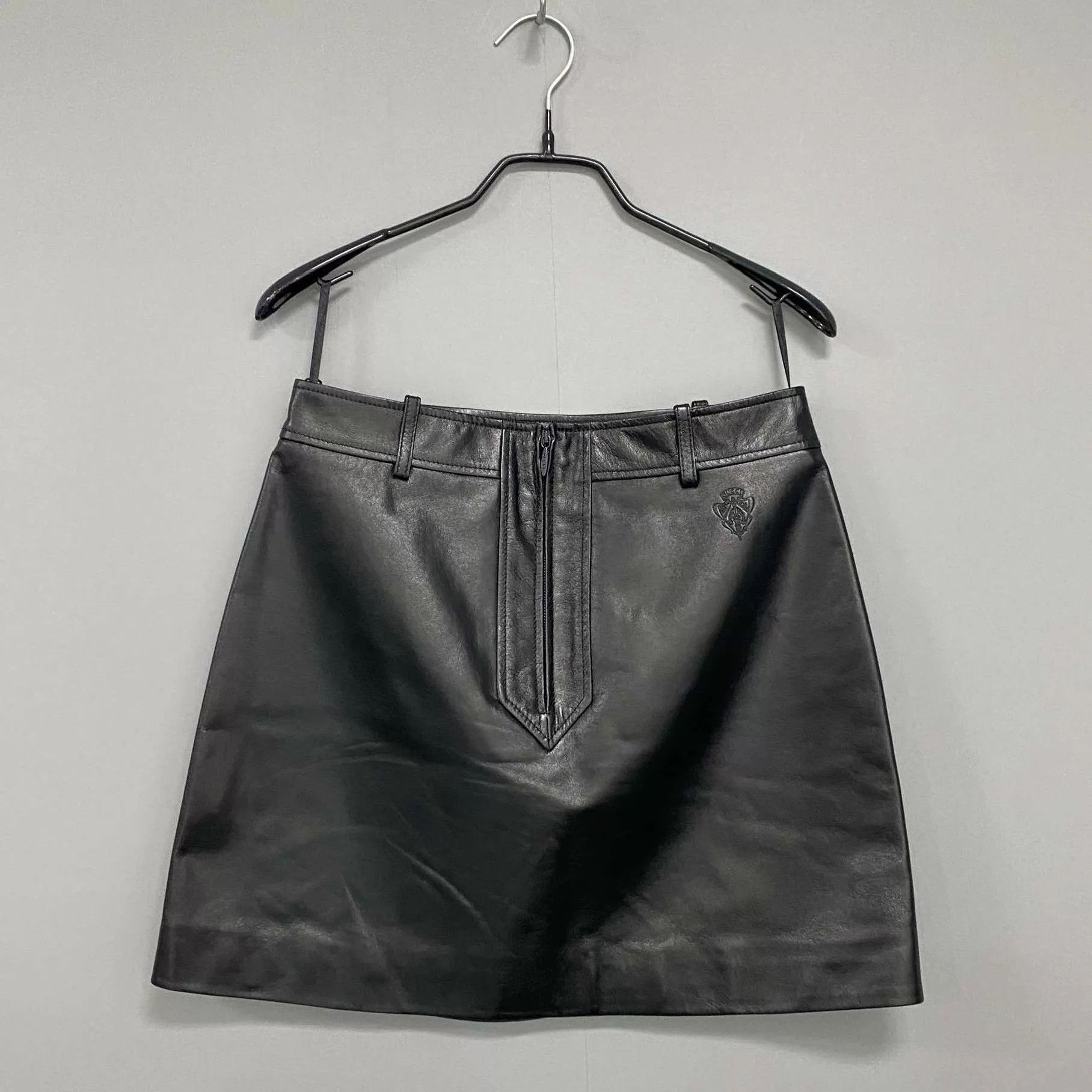 Gucci GUCCI Women's Black Leather Skirt 99 New Size 38 Size 26" / US 2 / IT 38 - 3 Thumbnail