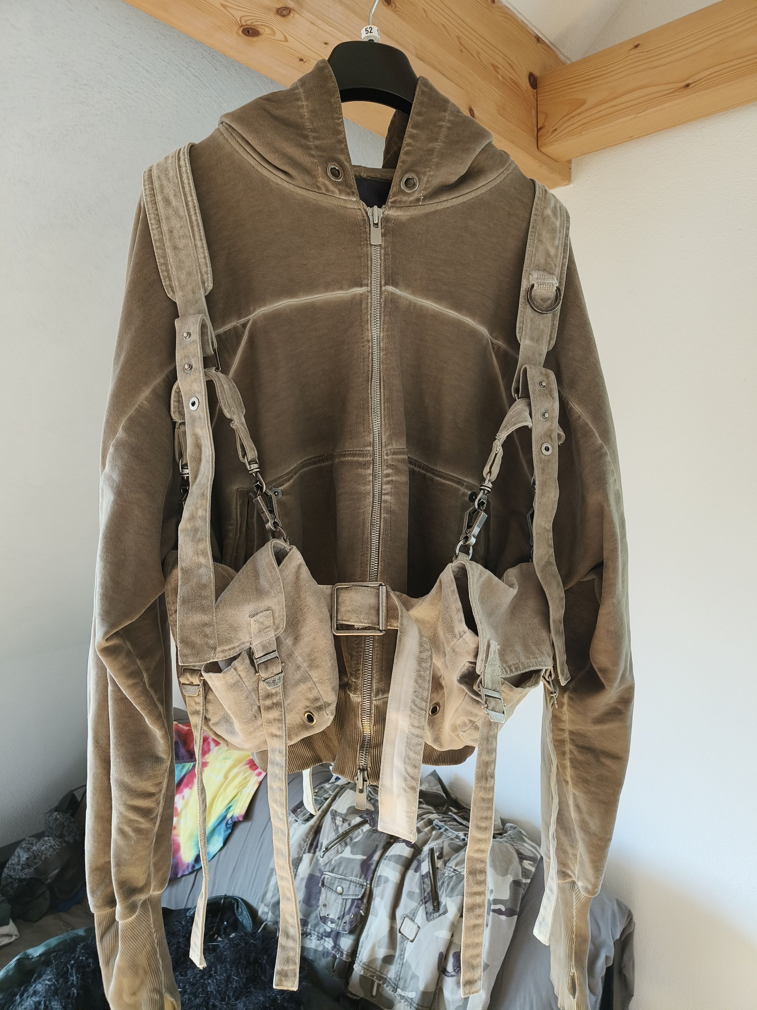 image of Megalomane Carge Zipper Shine Luxury in Light Brown, Men's (Size Large)