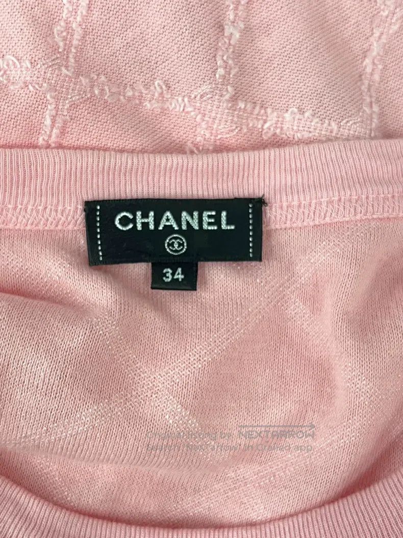 Chanel Chanel Pink diamond-patterned short-sleeved T-shirt Size XXS / US 00 / IT 34 - 4 Thumbnail