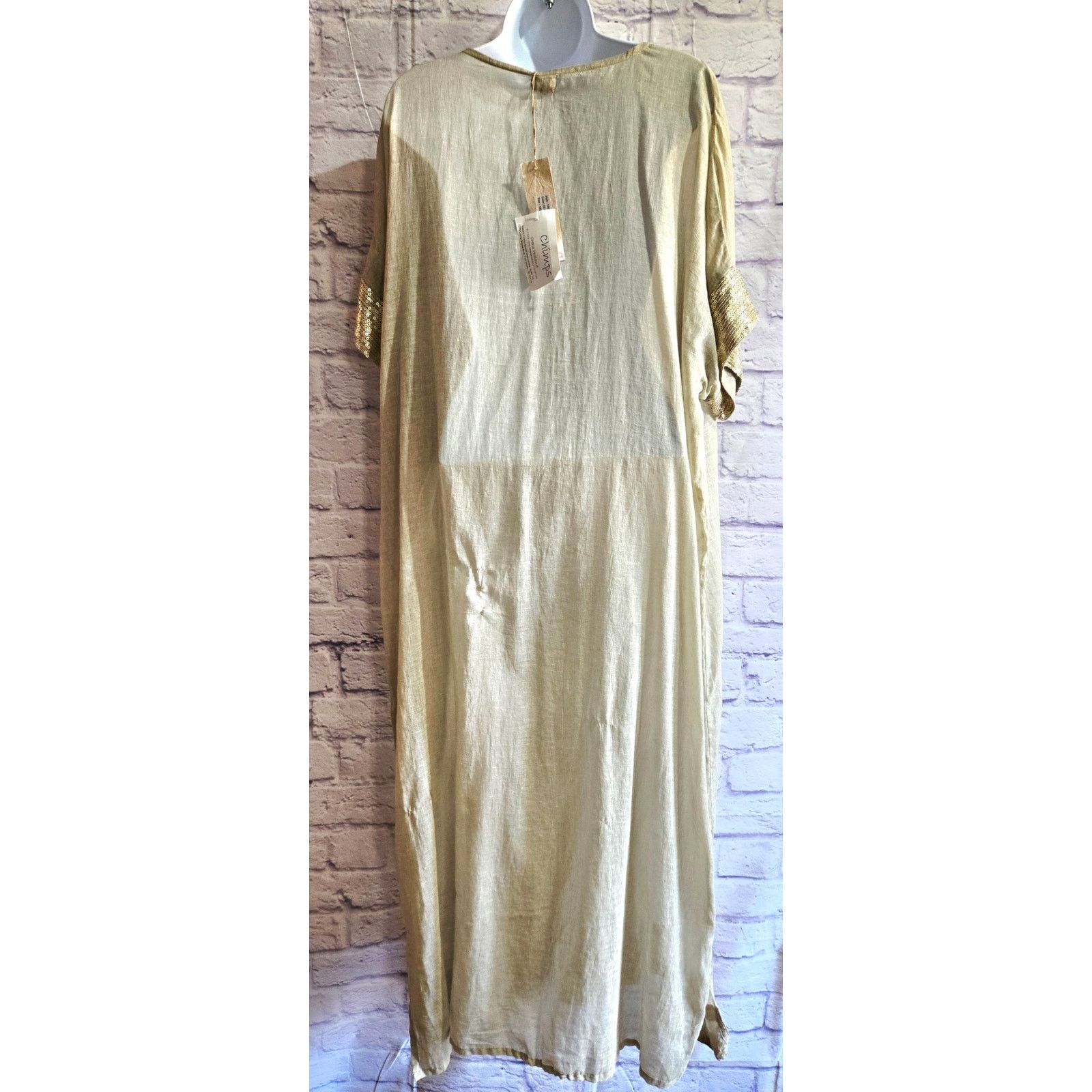 Other Dolma Tan Sequin Trim Beize Kaftan Boho One Size NWTS Size ONE SIZE - 4 Thumbnail