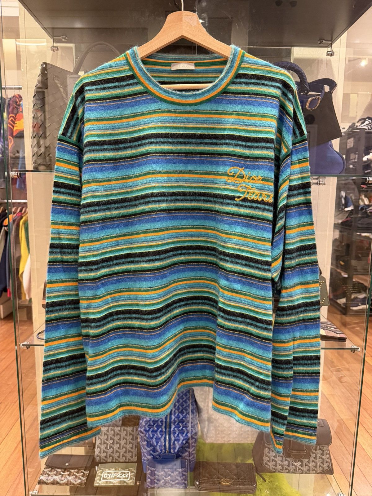 DENIM TEARS × Dior Dior Denim Tears Striped Knit Longsleeve Size US XXL / EU 58 / 5 - 1 Thumbnail