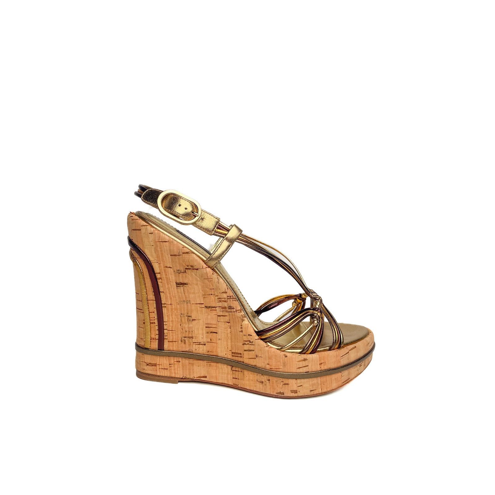 Dolce & Gabbana Gold Cork Wedges Size US 7 / IT 37 - 1 Thumbnail