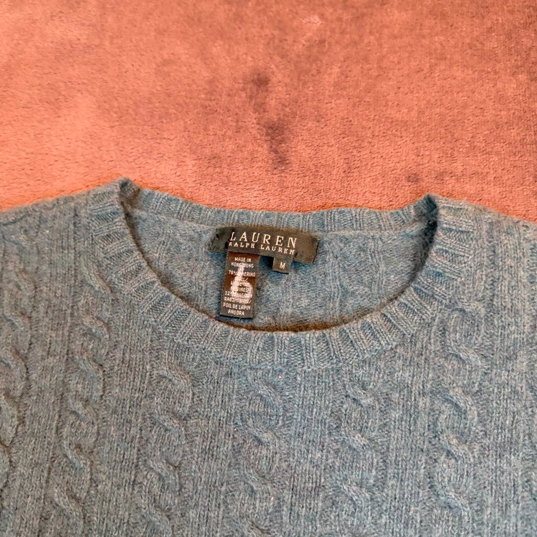 Ralph Lauren Lauren Ralph Lauren Teal Blue Merino Wool Angora Cable Knit Sweater Womens M Size M / US 6-8 / IT 42-44 - 2 Thumbnail