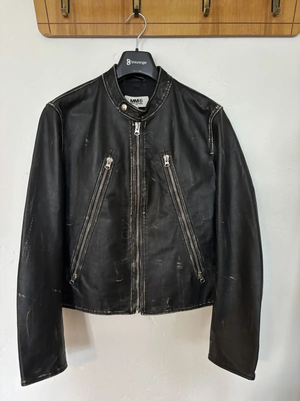Maison Margiela NEW 2014 5 Zip Crinkled Leather Moto Jacket | Grailed