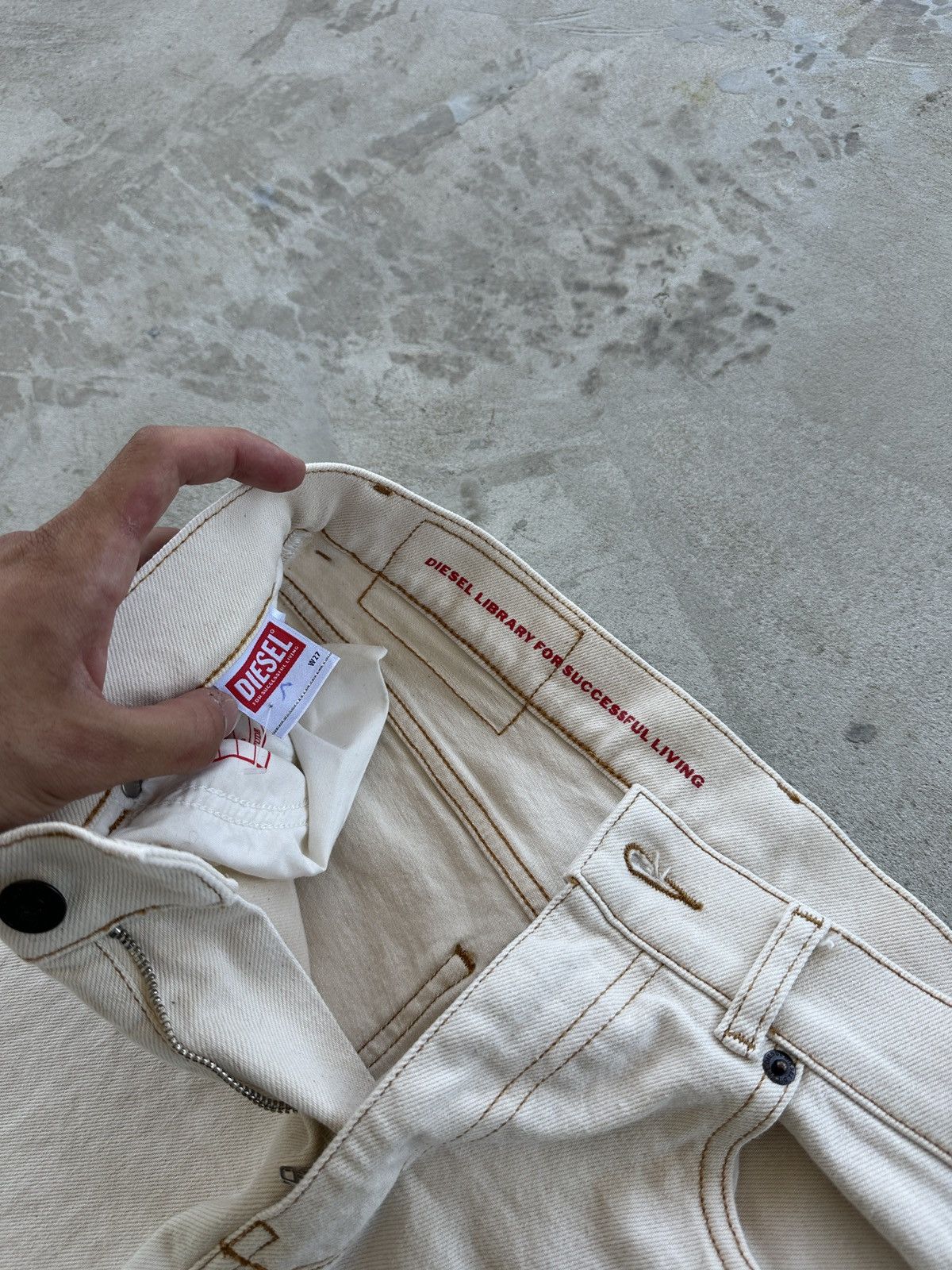 Diesel Diesel Denim Jeans Beige Embroidered Logo Women’s Size W27 Size 27" / US 4 / IT 40 - 10 Thumbnail