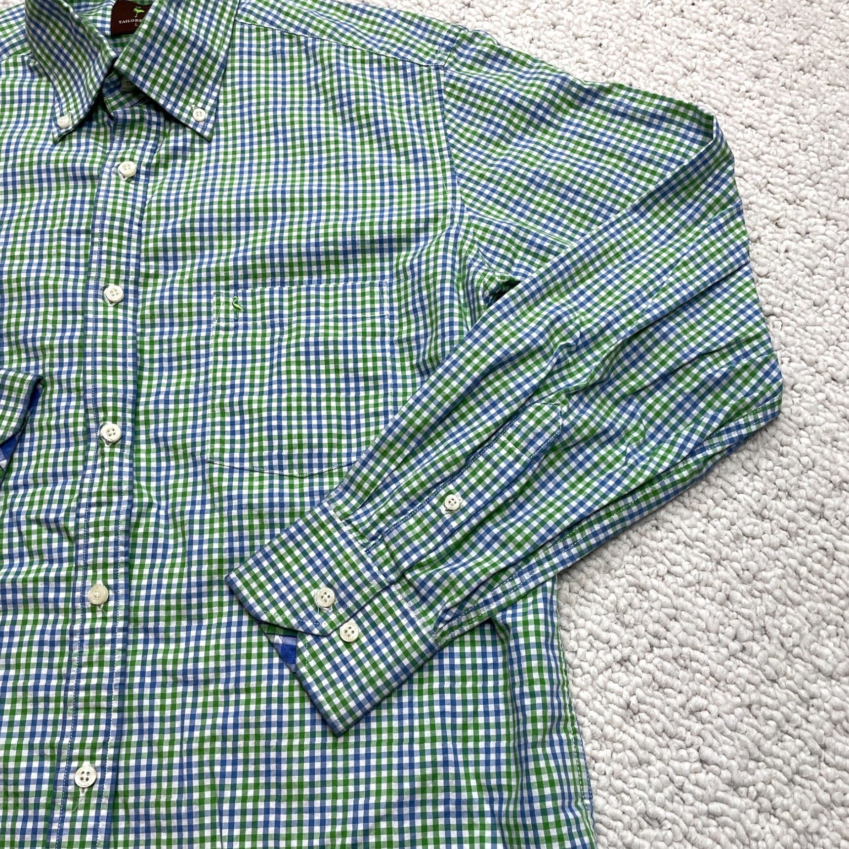 Tailorbyrd TAILORBYRD Button-Up Shirt Mens Large Green Check Plaid Pocket Logo Collared Top Size US L / EU 52-54 / 3 - 2 Thumbnail