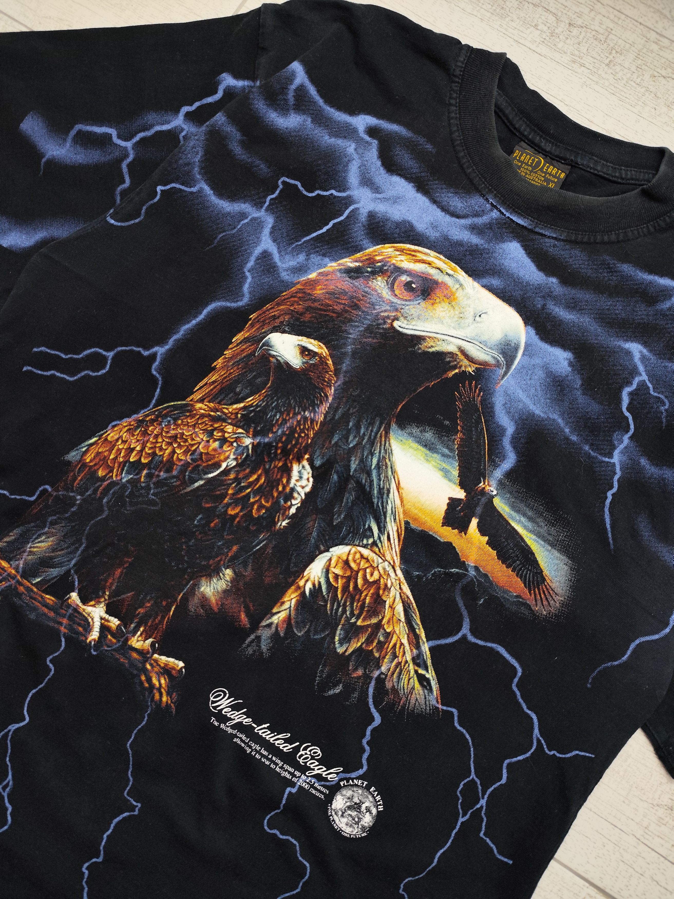 Vintage Vintage Planet Earth 90s Eagle AOP American Thunder Tee Size US XL / EU 56 / 4 - 2 Thumbnail