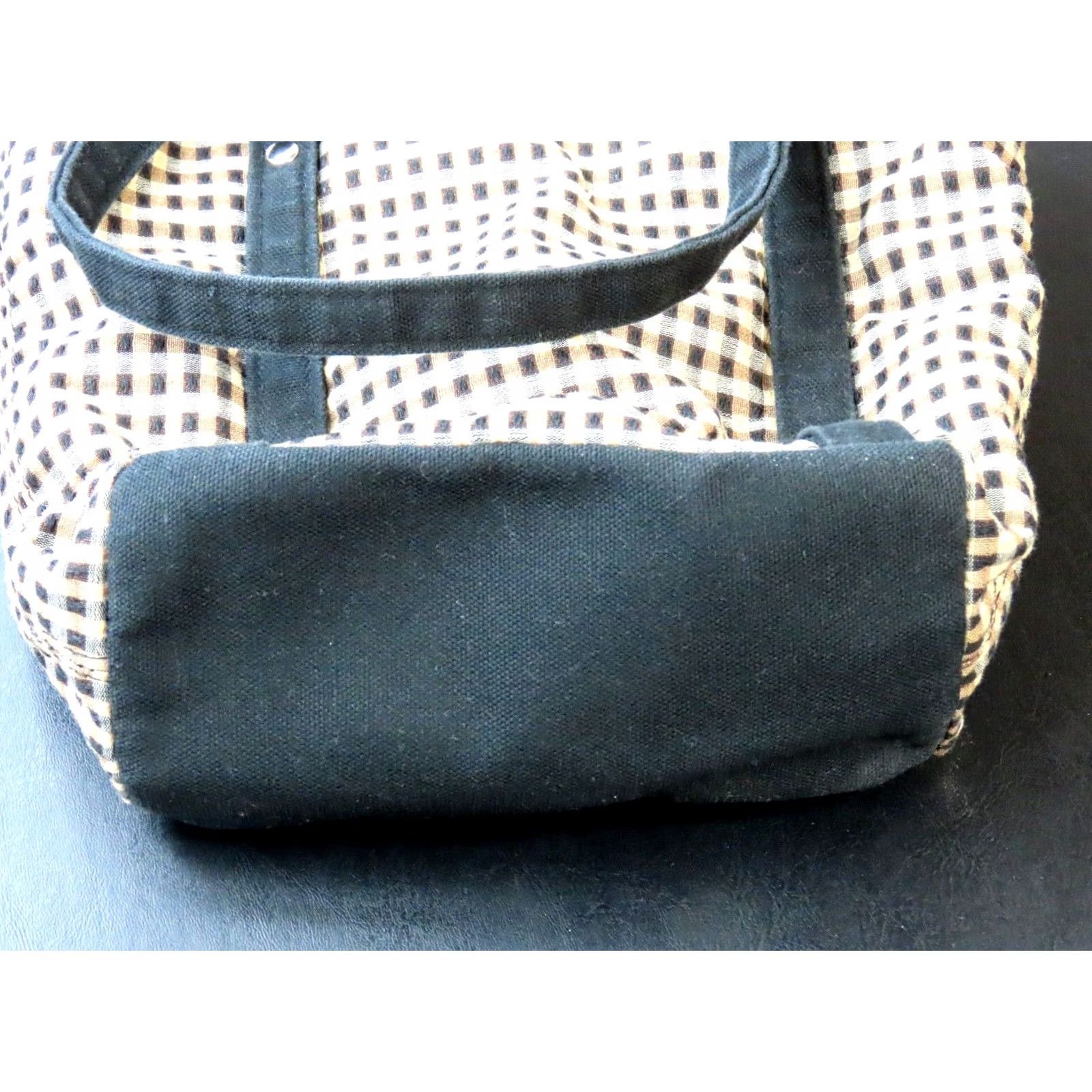 Vintage Longaberger Tote Purse Bag Khaki Beige Checkered 10x9x4 Women Homemestead Pattern Pockets Size ONE SIZE - 3 Thumbnail