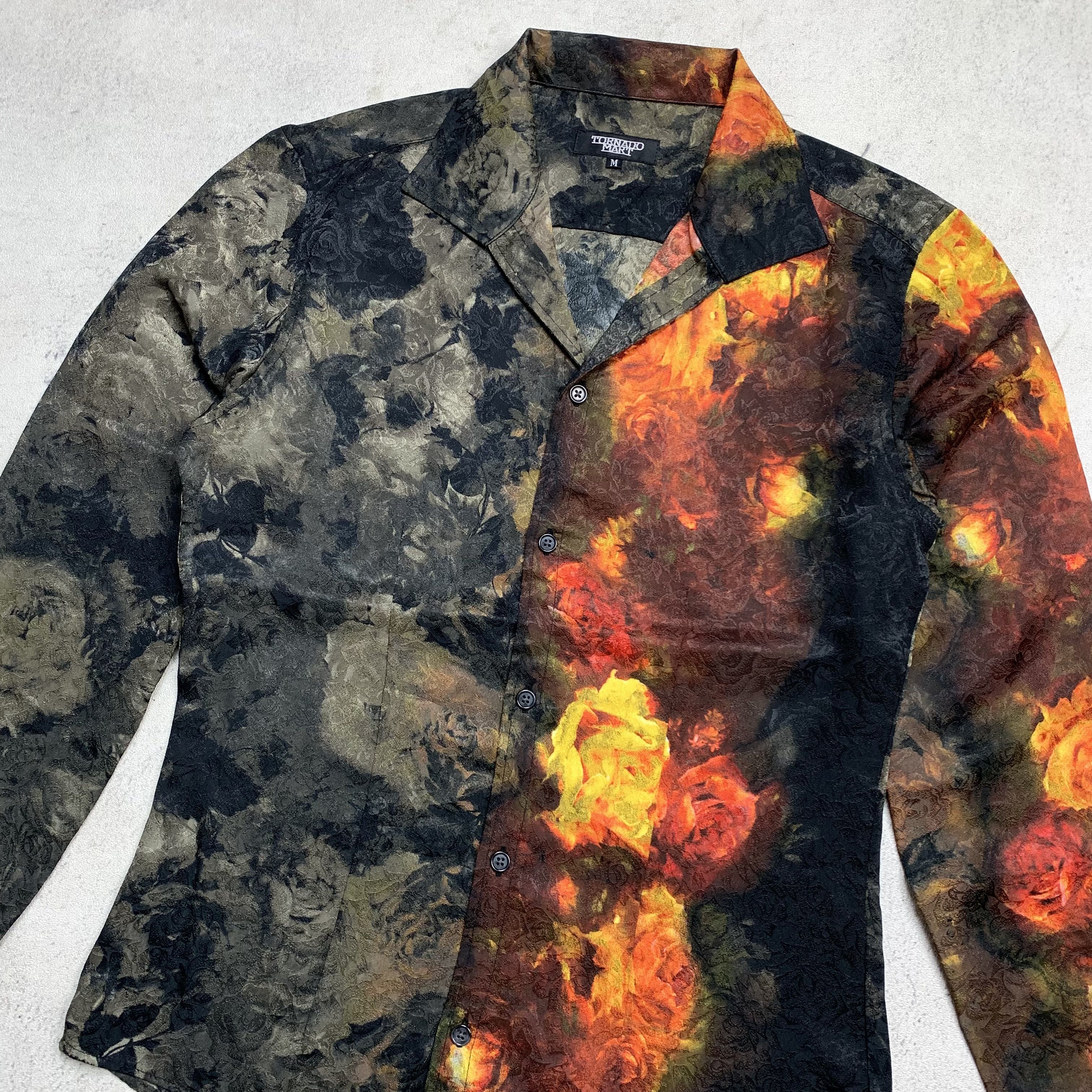 Tornado Mart Tornado Mart Flames & Roses Print Button-Up Shirt Size US M / EU 48-50 / 2 - 3 Thumbnail