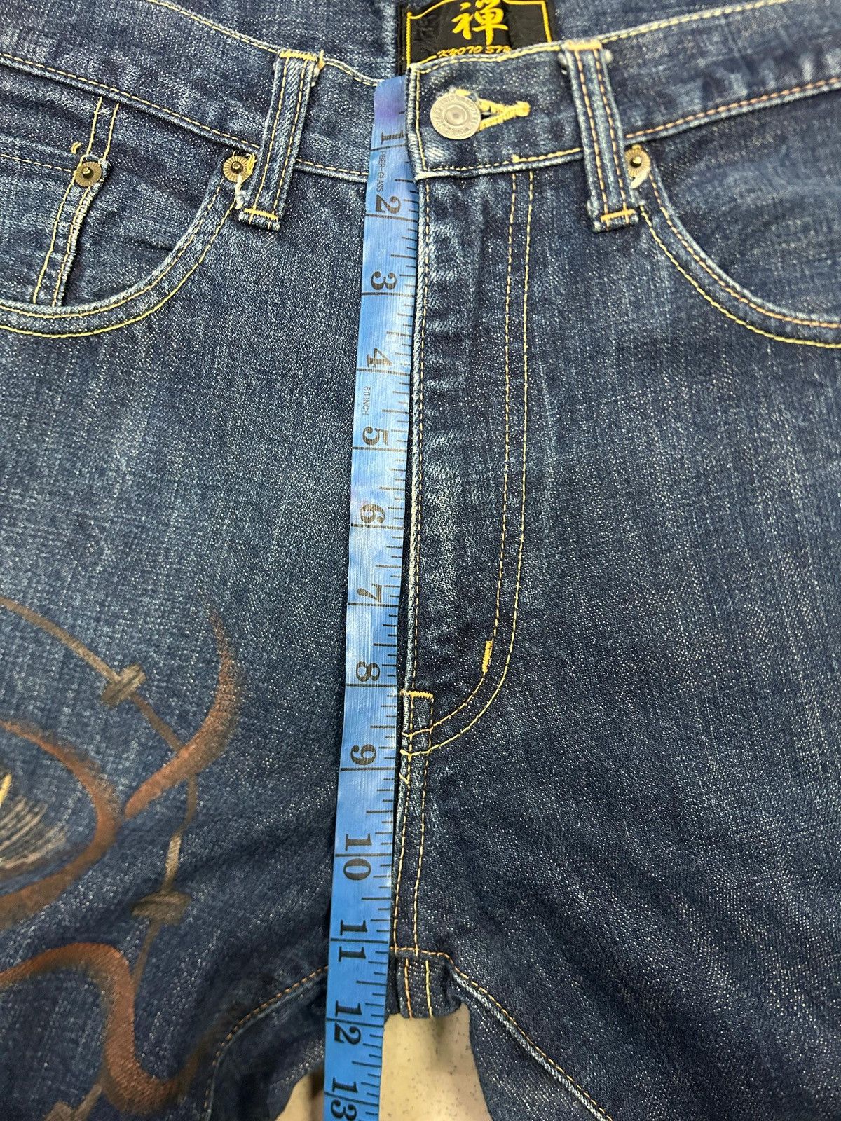Japanese Brand Vintage Japanese Hand-Painted Fujin Raijin Zen Kyoto Jeans Size US 32 / EU 48 - 13 Thumbnail
