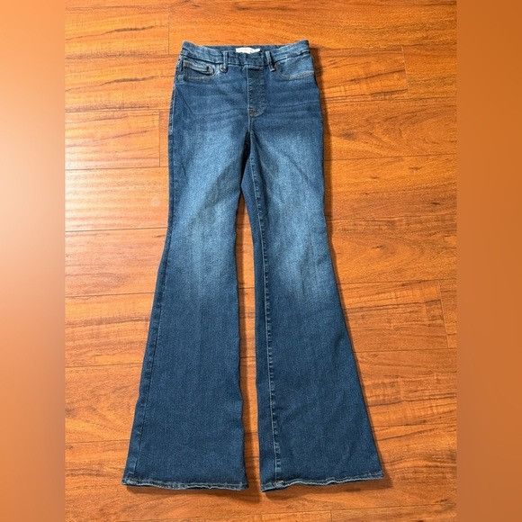 Good American Good American Dark Blue Flare Jeans Sz S Size 24" / US 00 / IT 34 - 2 Thumbnail