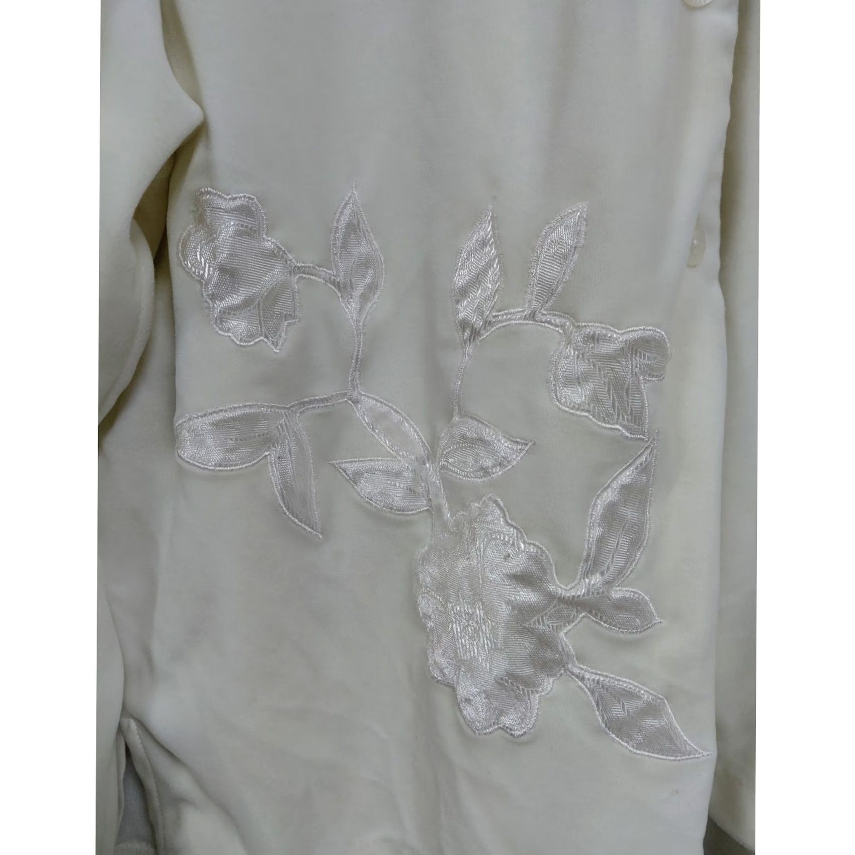 Vintage Oscar de la Renta Pink Label Cardigan White Knit Embroidered Women Size 3XS Regular Long Sleeve Crew Neck Vintage: No Size XXS / US 00 / IT 34 - 3 Thumbnail