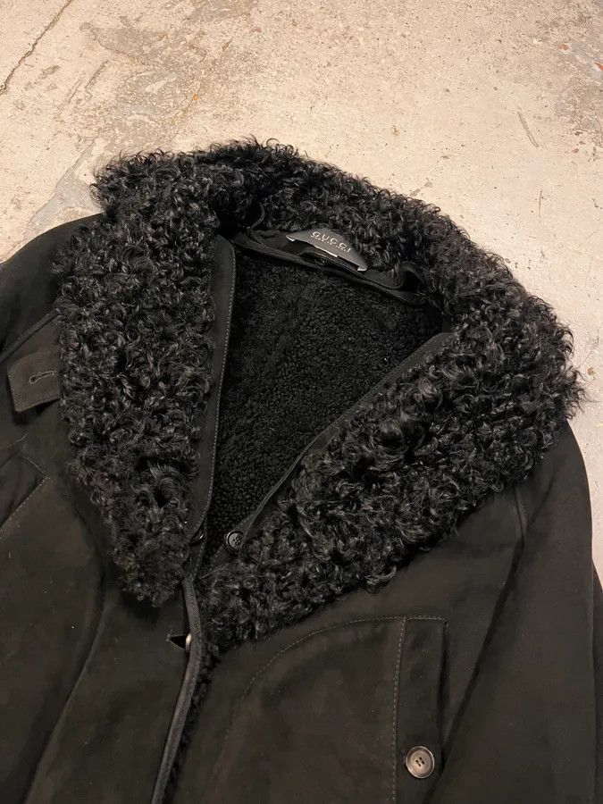 Gucci 2000s Gucci Black Shearling Leather Belted Trench Coat Size XS / US 0-2 / IT 36-38 - 6 Thumbnail