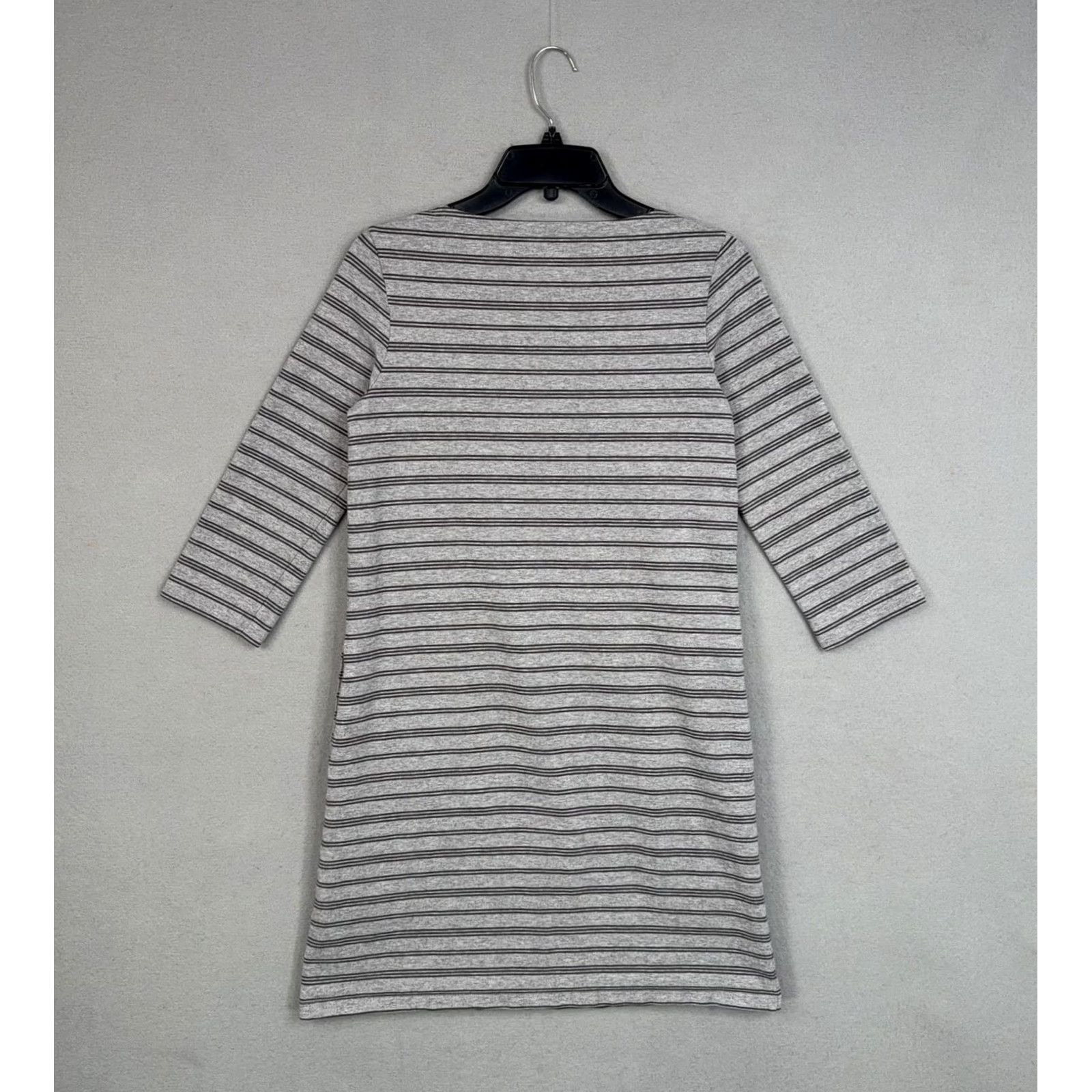 Vintage Garnet Hill Dress Womens 4 Gray Stripe 3/4 Sleeve T Shirt Pockets Organic Jersey Shirt Dress Women Size S / US 4 / IT 40 - 7 Thumbnail