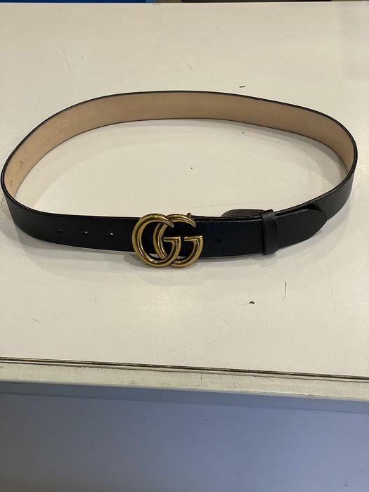 GG Marmont leather belt with shiny buckle