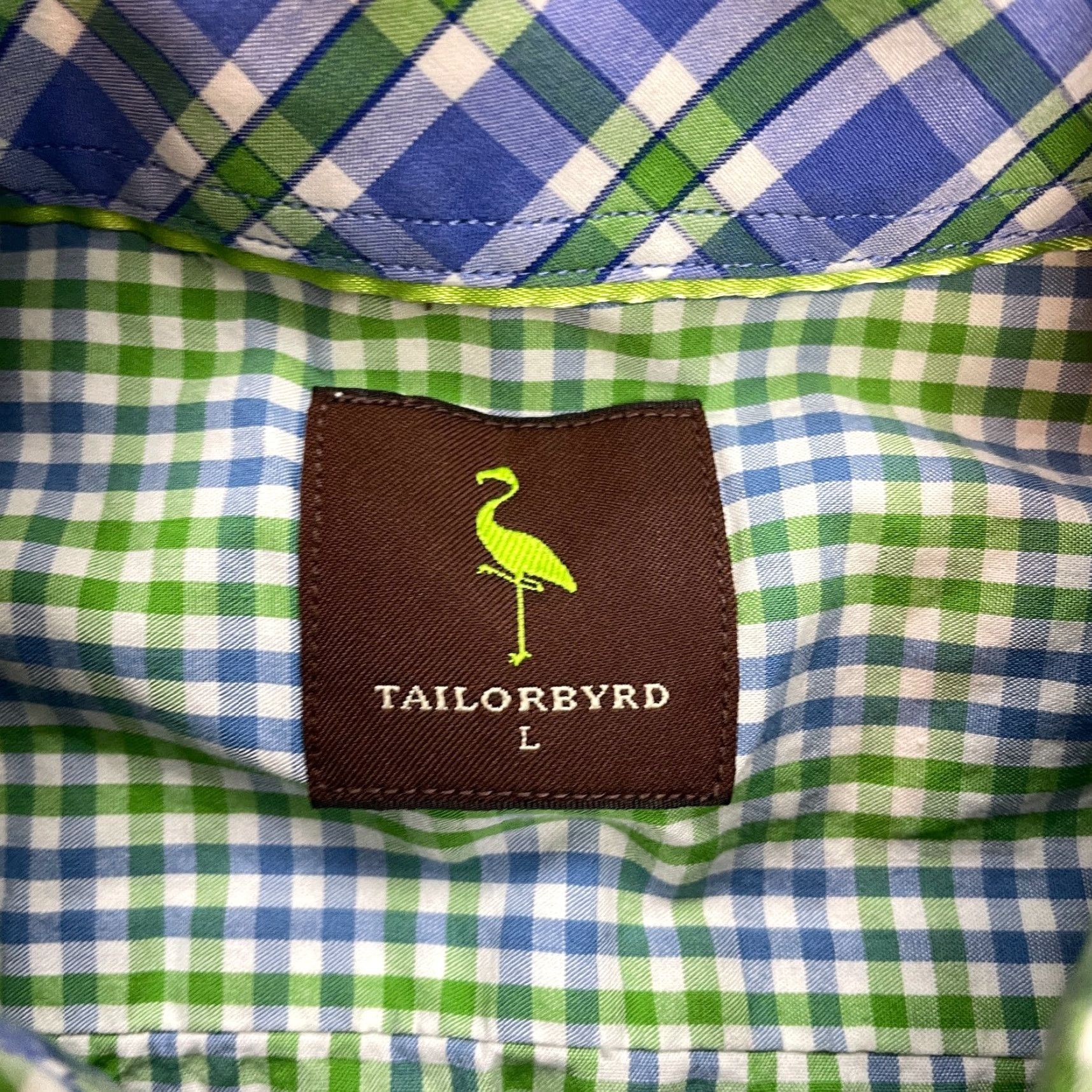 Tailorbyrd TAILORBYRD Button-Up Shirt Mens Large Green Check Plaid Pocket Logo Collared Top Size US L / EU 52-54 / 3 - 4 Thumbnail