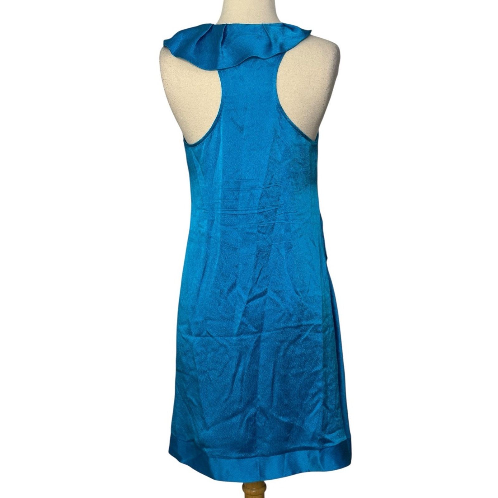 Anthropologie Anthropologie ALI RO Silk Turquoise Ruffle Mini Dress Halter Size M / US 6-8 / IT 42-44 - 7 Thumbnail