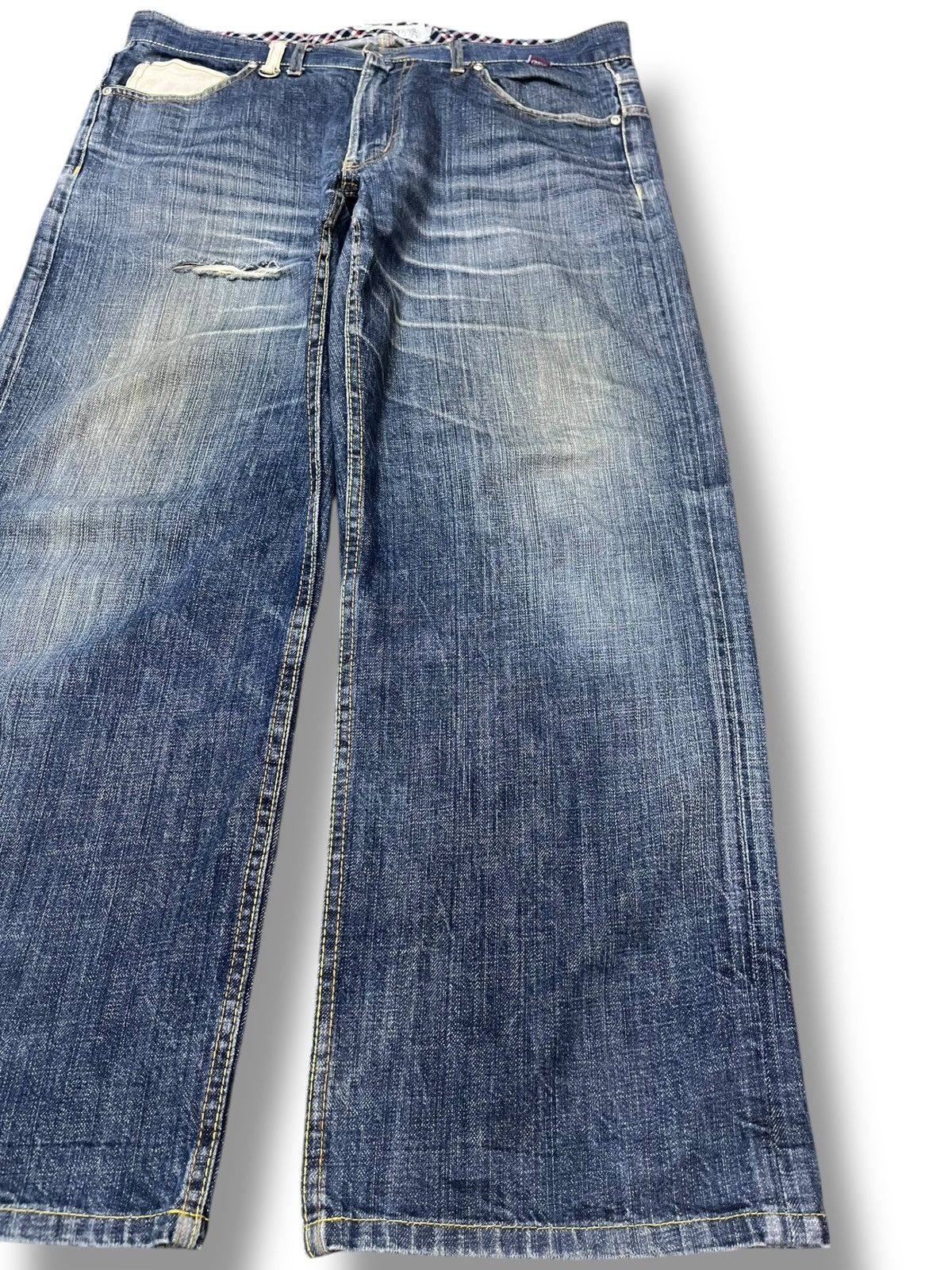 JNCO × Japanese Brand Vintage Groove Grand Baggy Distressed Denim Size US 35 - 4 Thumbnail